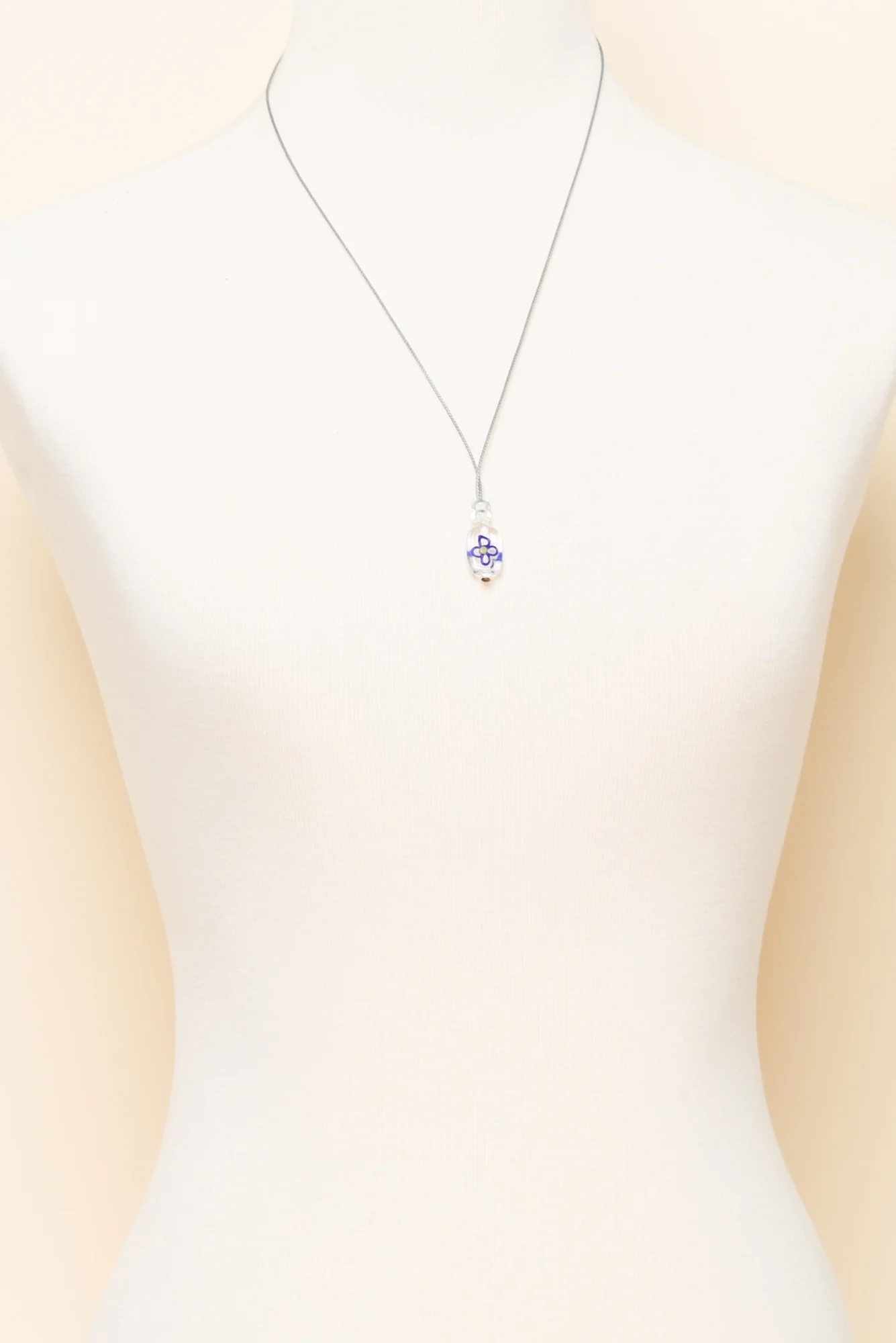 Cecily Blue Flower Glass Beaded Necklace - Image 2