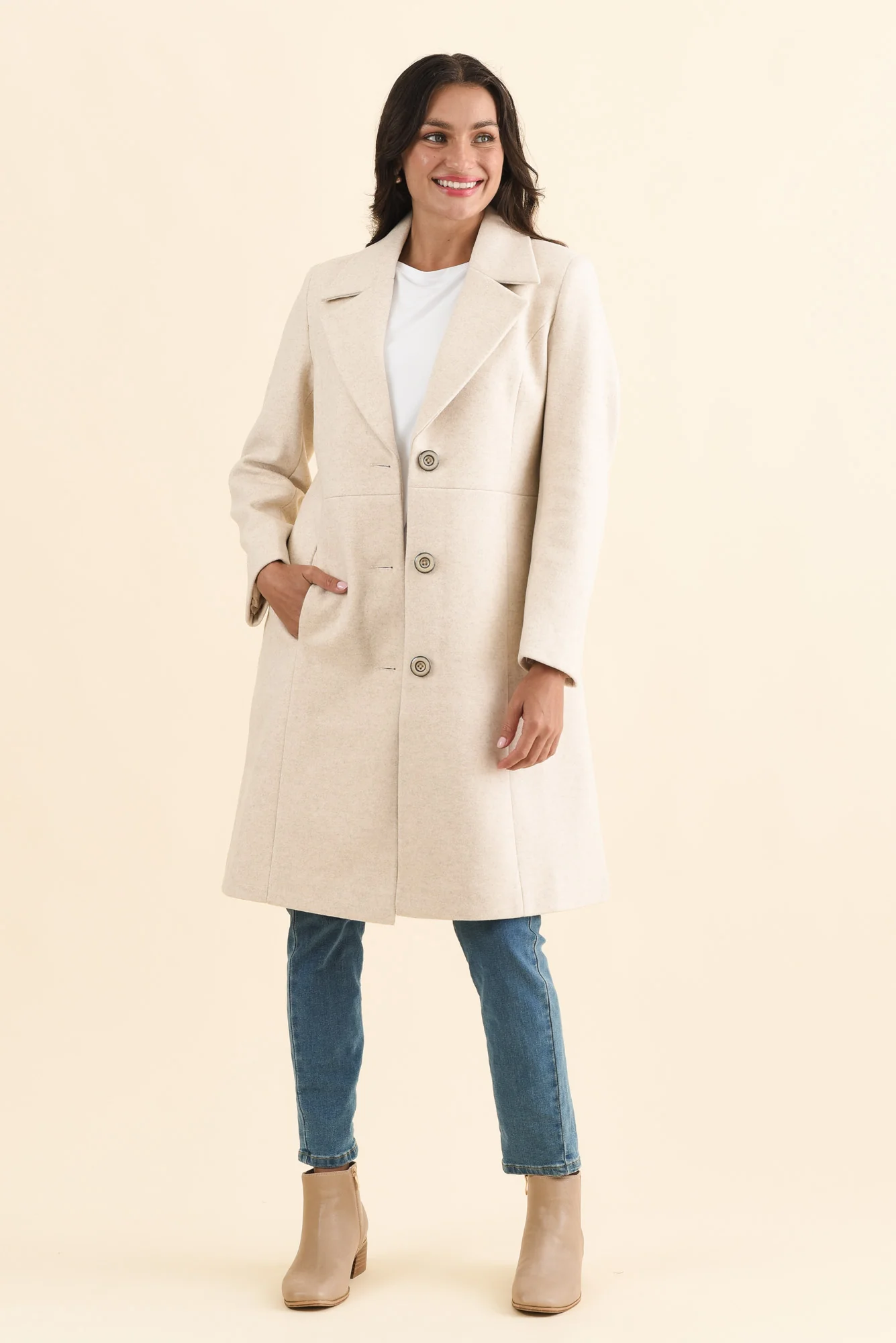 Cevish Beige Button Coat - Image 7