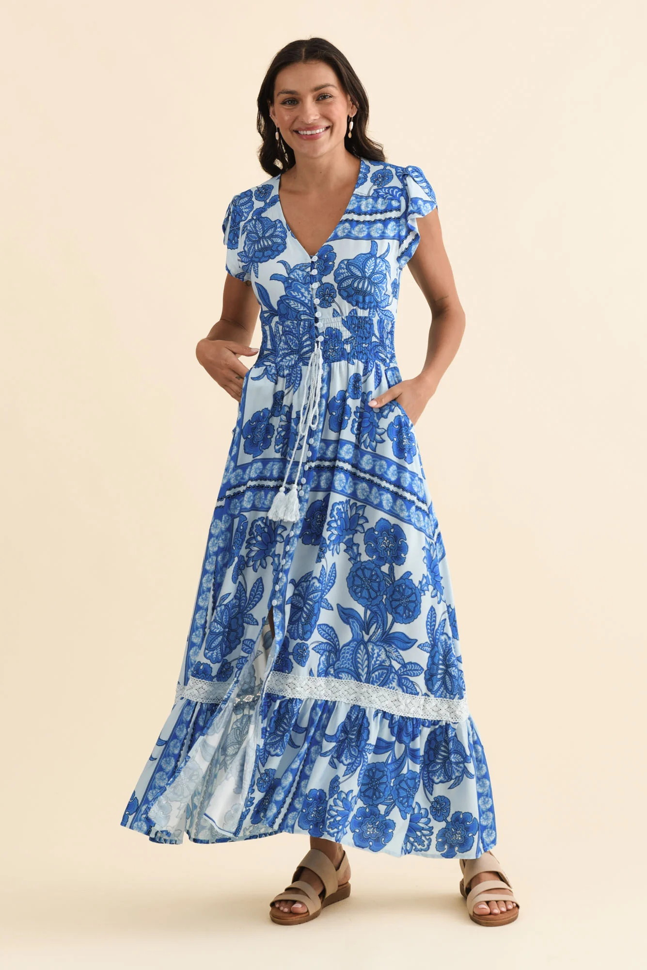 Chappelle Blue Bloom Button Dress - Image 6