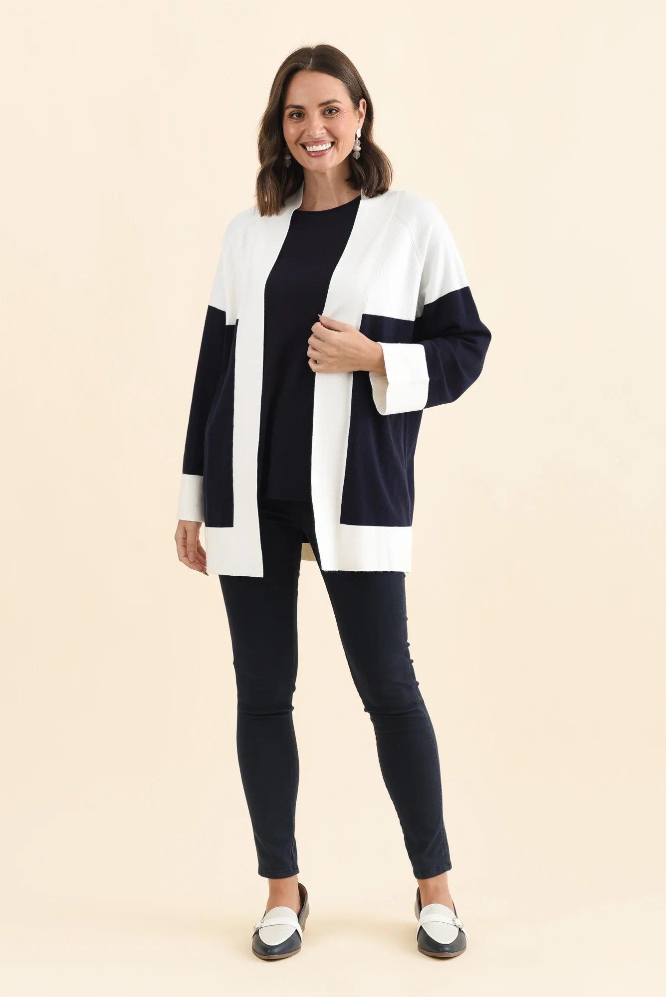 Chase Navy Contrast Knit Cardigan - Image 3
