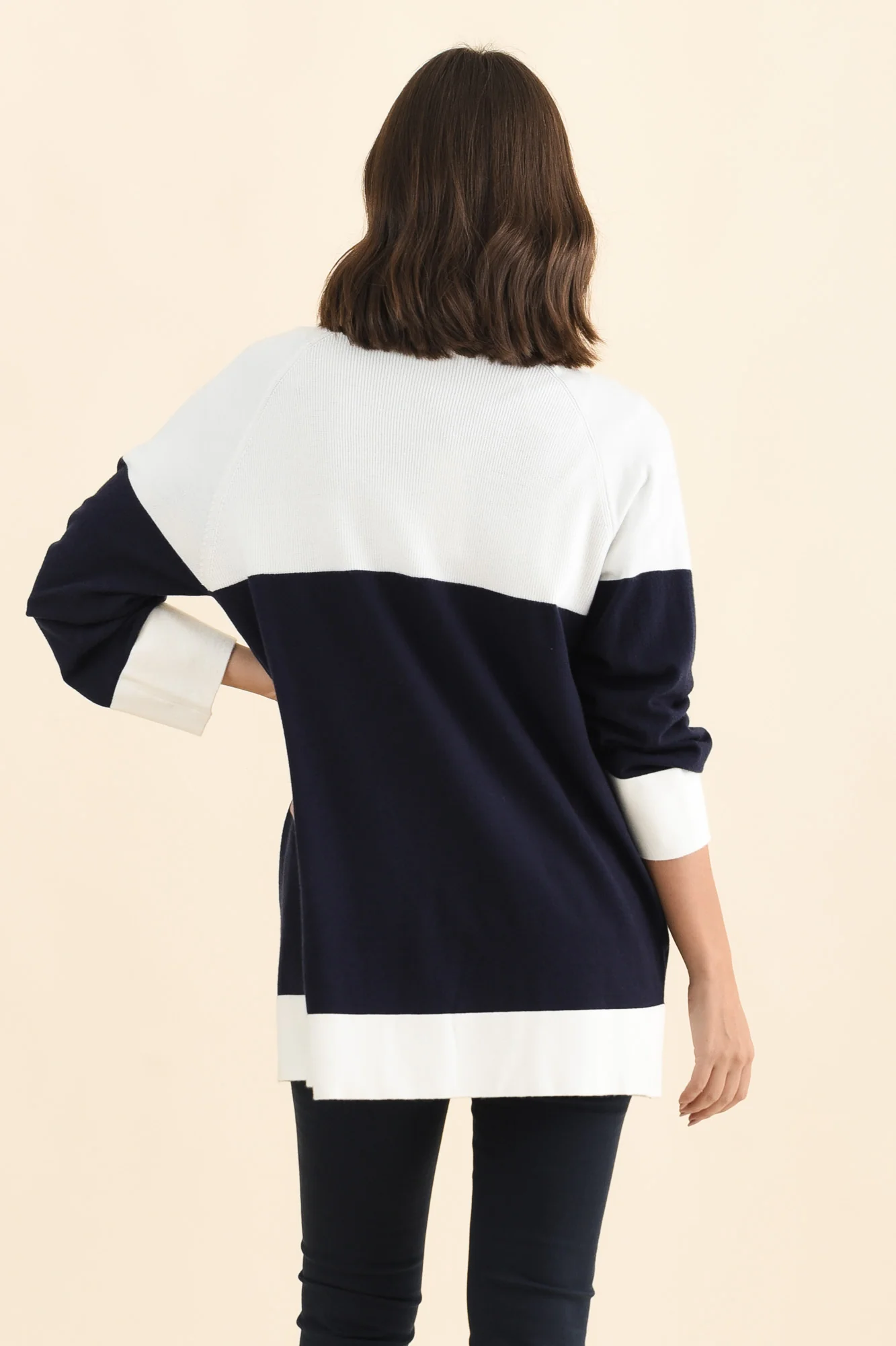 Chase Navy Contrast Knit Cardigan - Image 5