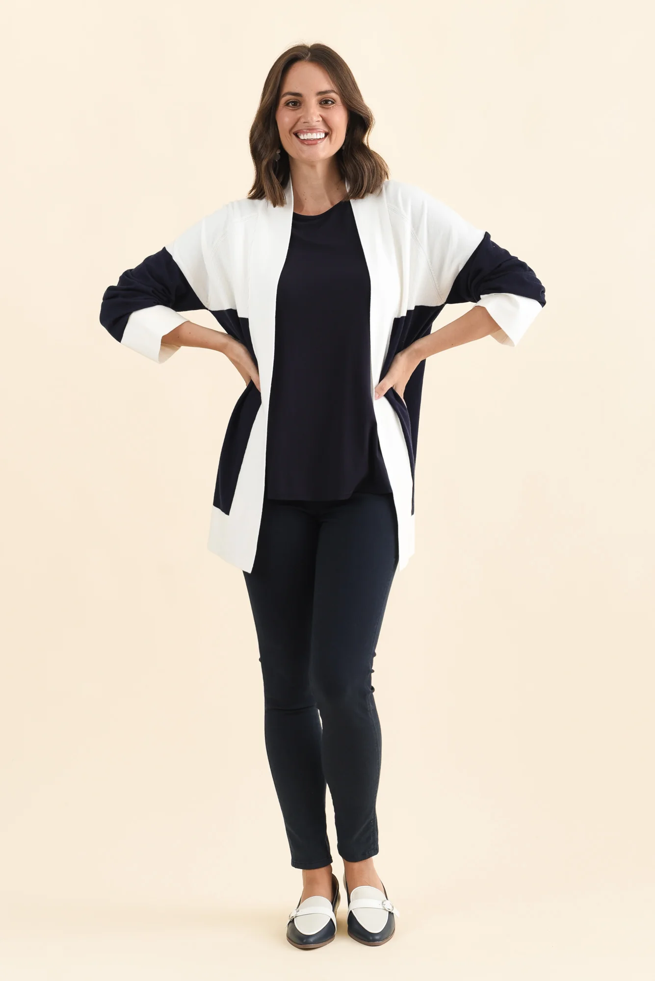 Chase Navy Contrast Knit Cardigan - Image 7