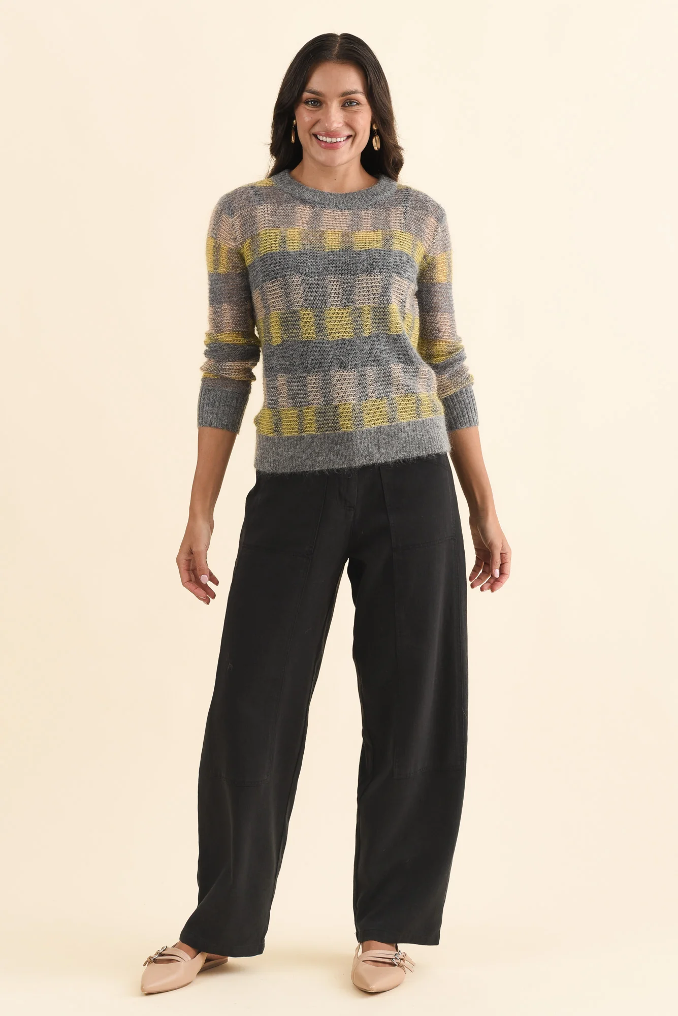 Ciara Camel Stripe Mohair Wool Knit Jumper - Image 2