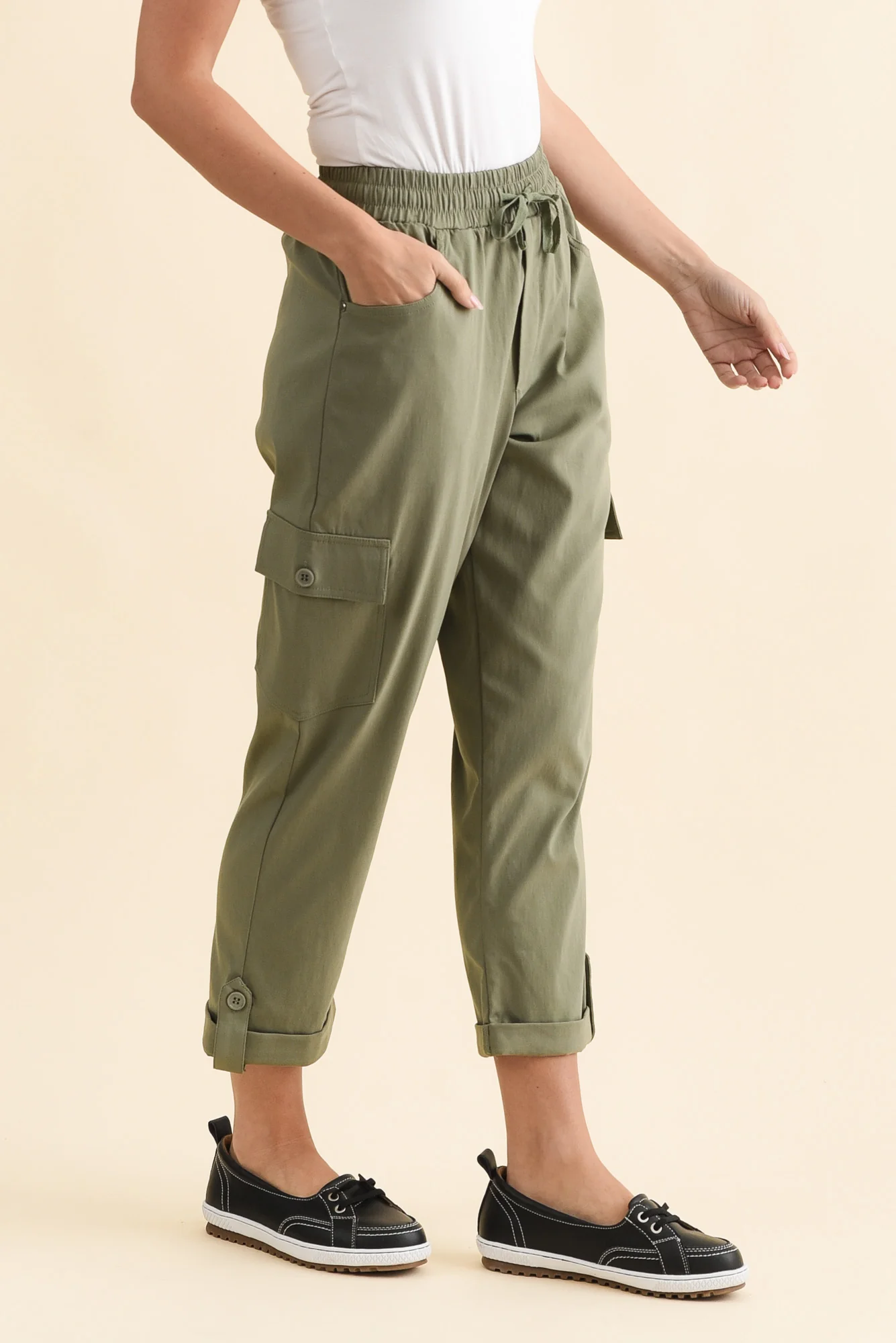 Cindy Sage Denim Cargo Pants - Image 4
