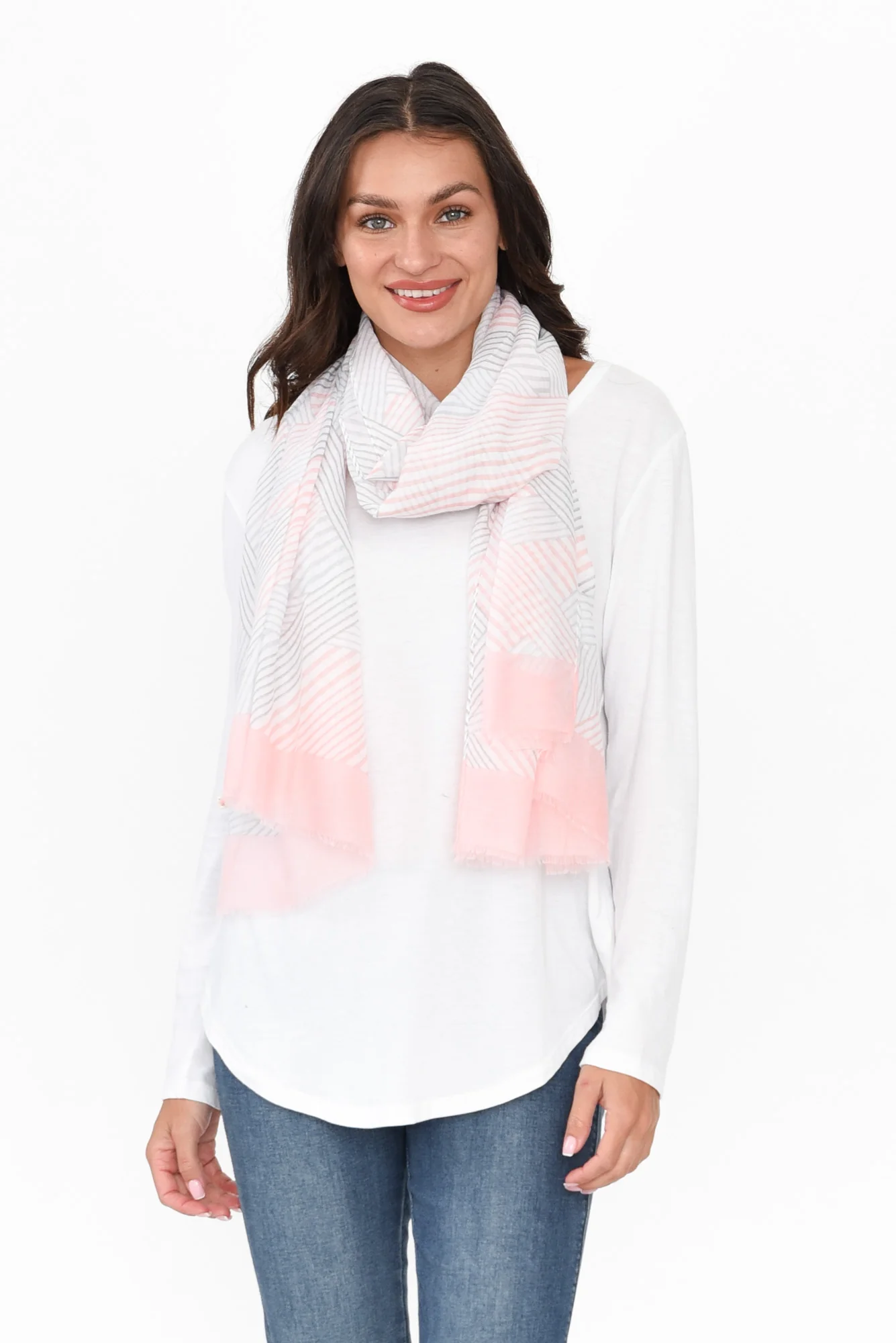 Claret Pink Stripe Scarf - Image 2