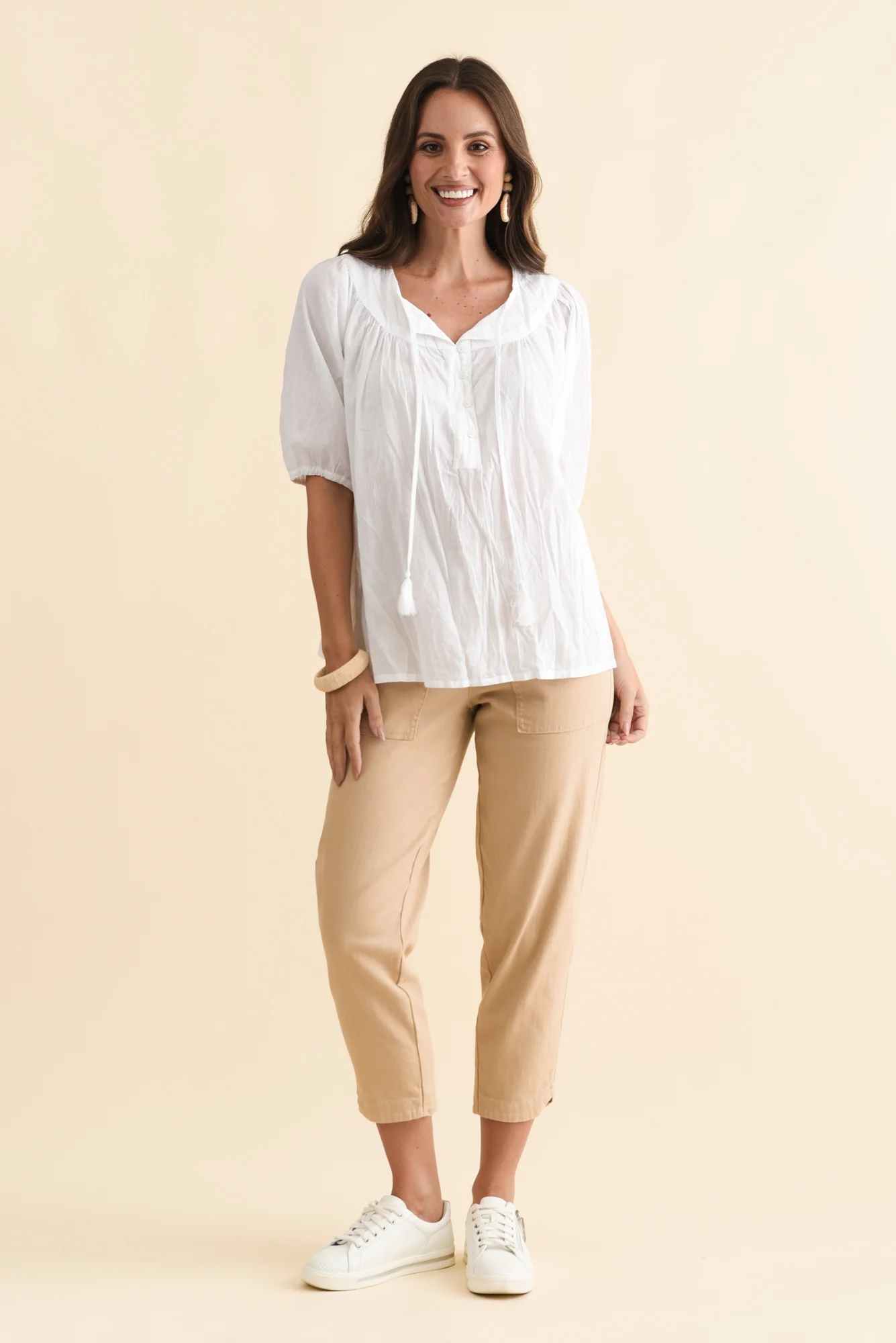 Claris White Crinkle Cotton Top - Image 6