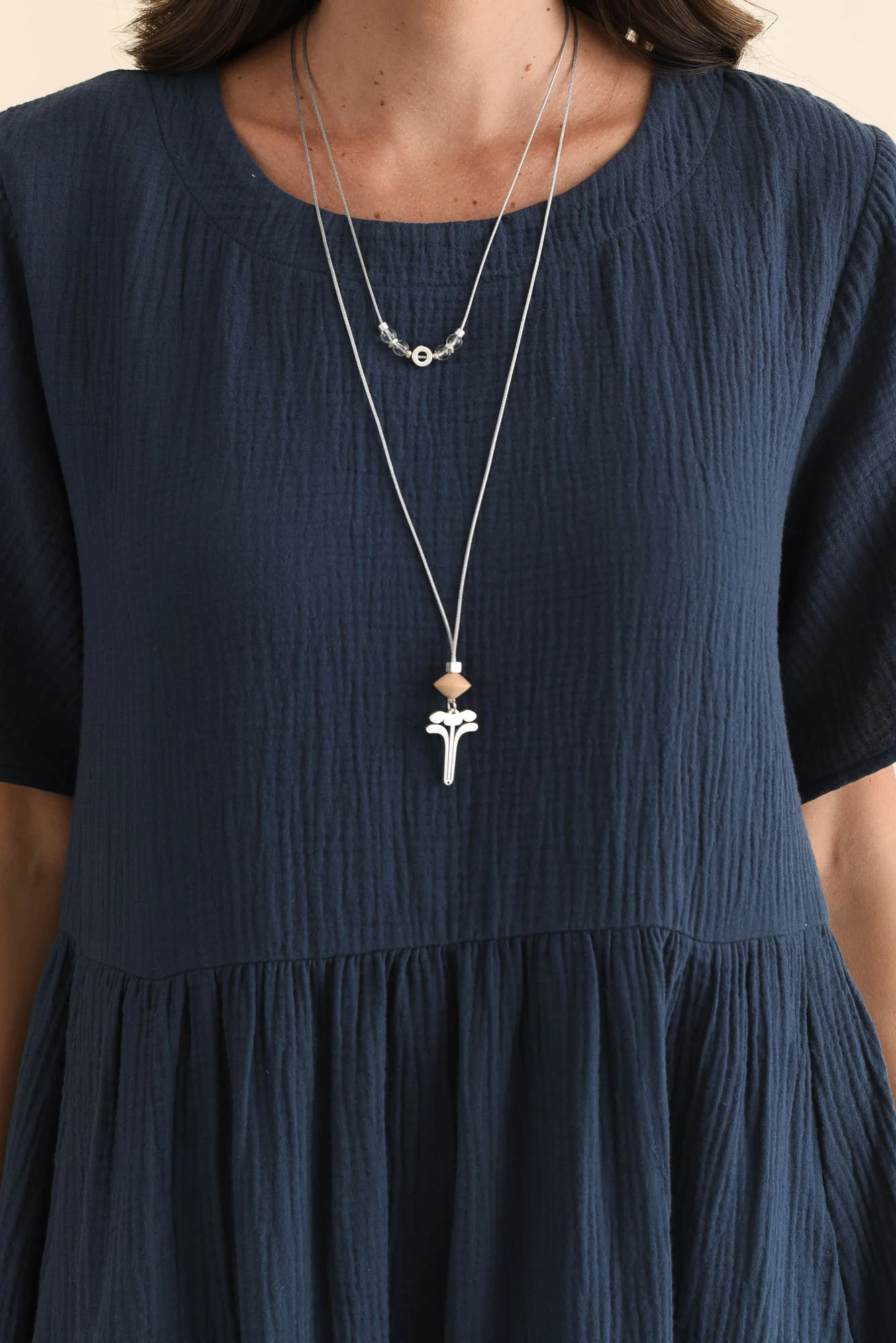 Cloud Gauze Navy Cotton Pocket Dress - Image 6