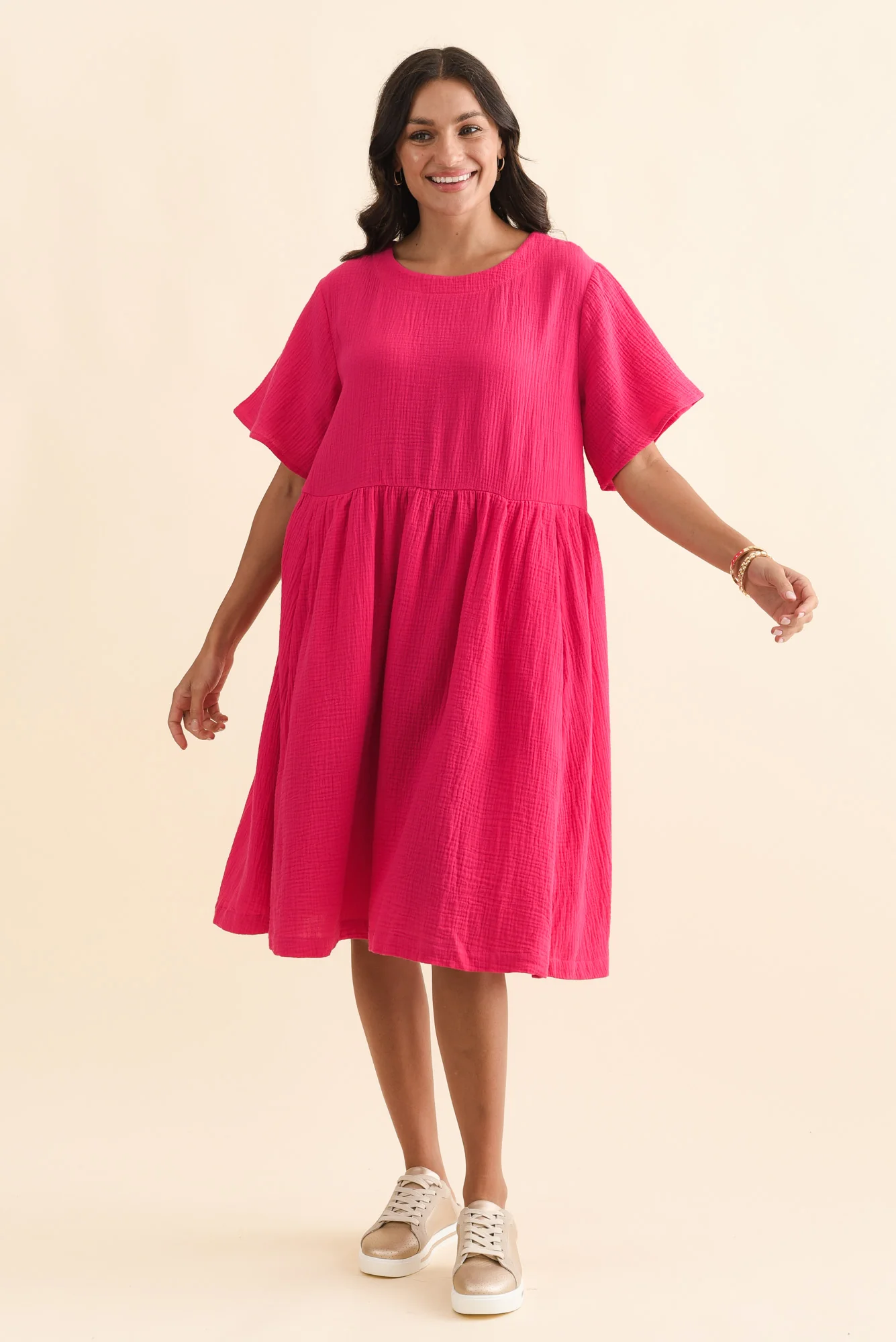 Cloud Gauze Pink Cotton Pocket Dress - Image 2