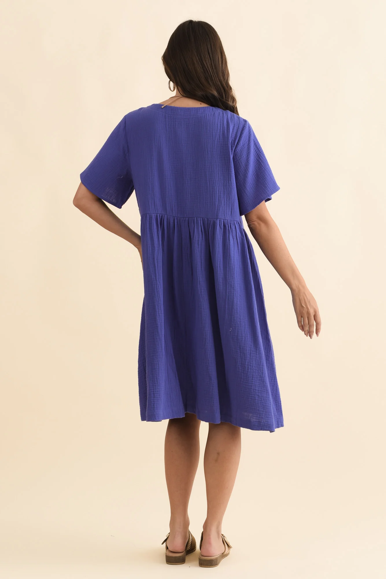 Cloud Gauze Purple Cotton Pocket Dress - Image 5