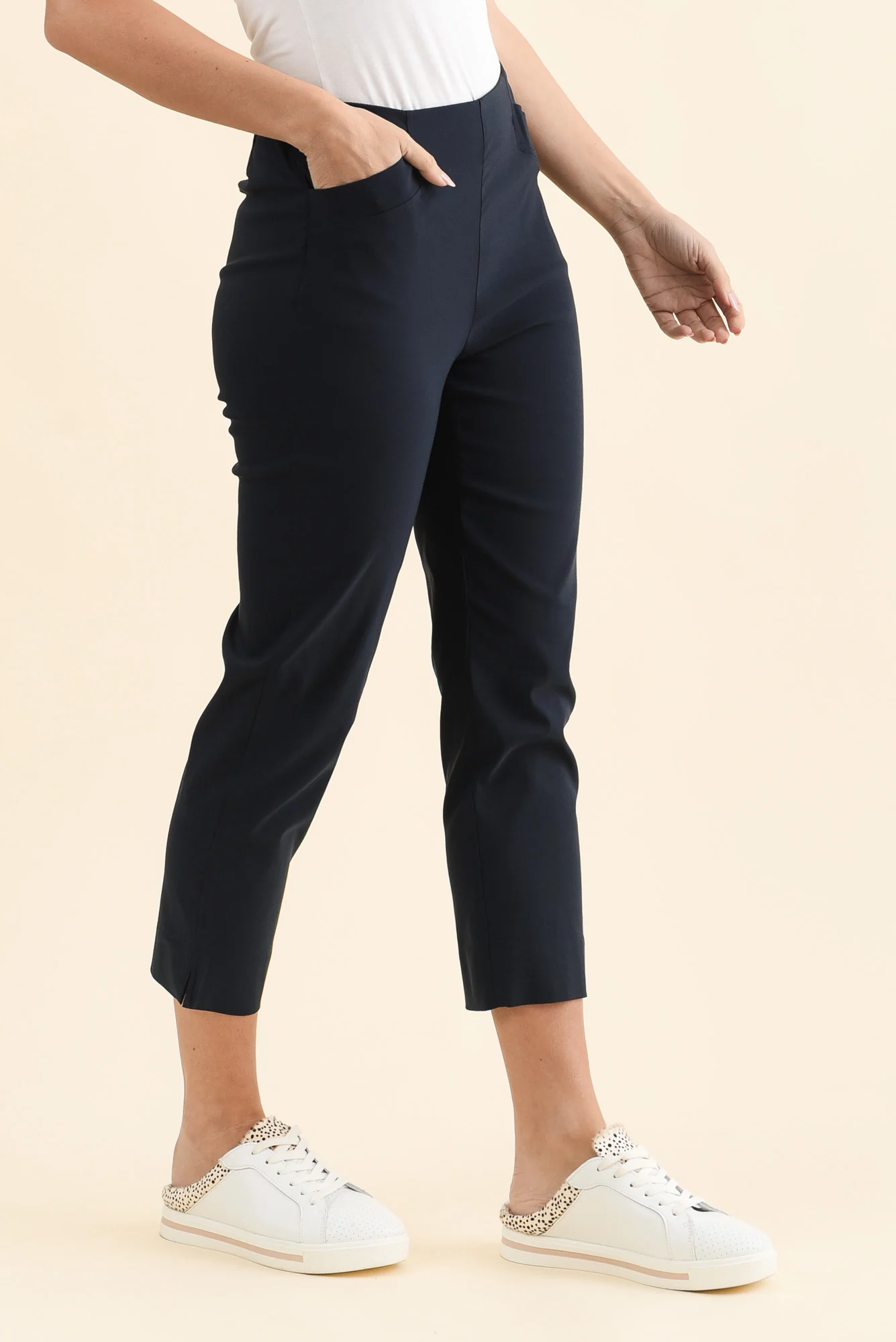 Cody Navy Stretch Capri Pants - Image 3
