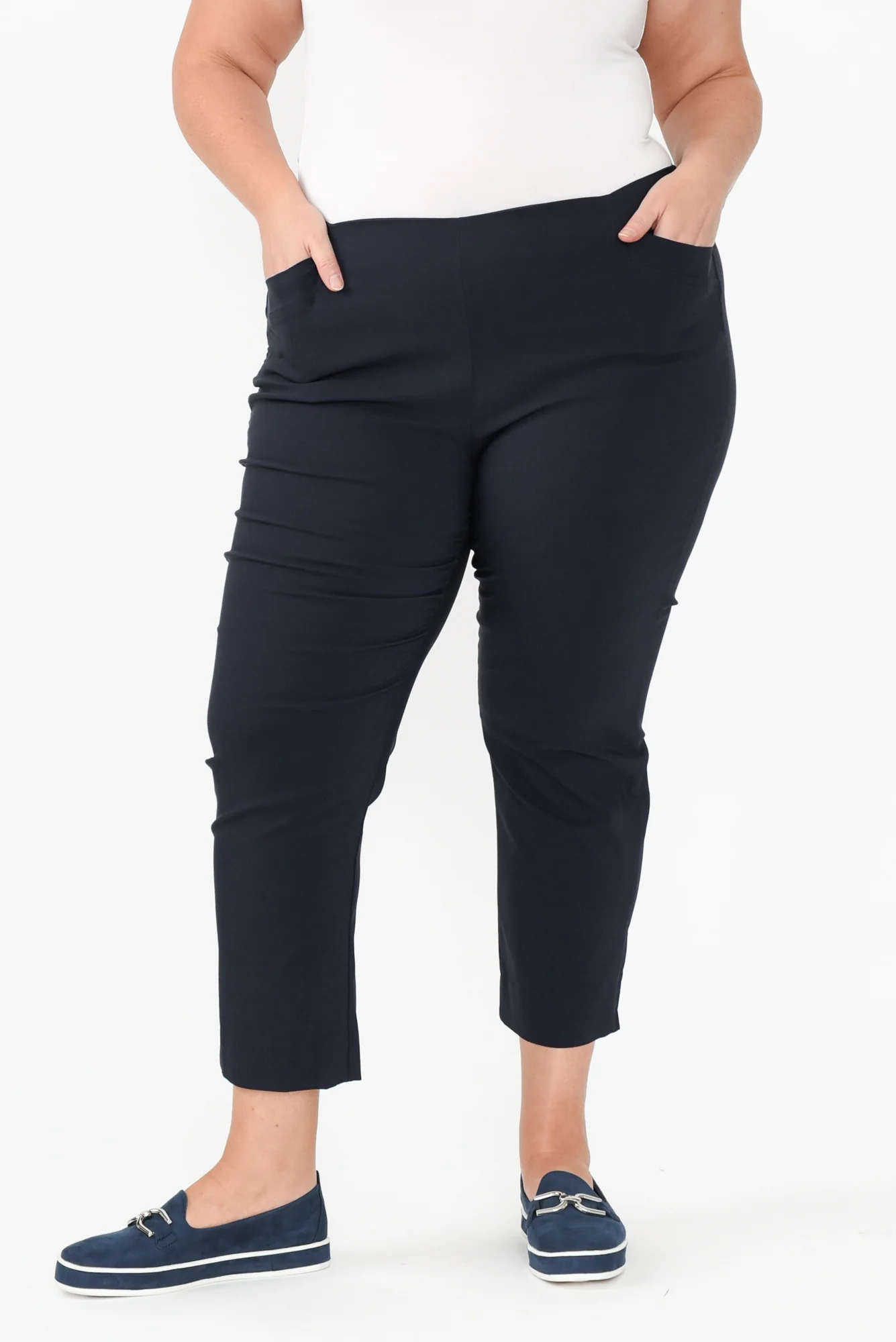 Cody Navy Stretch Capri Pants - Image 7