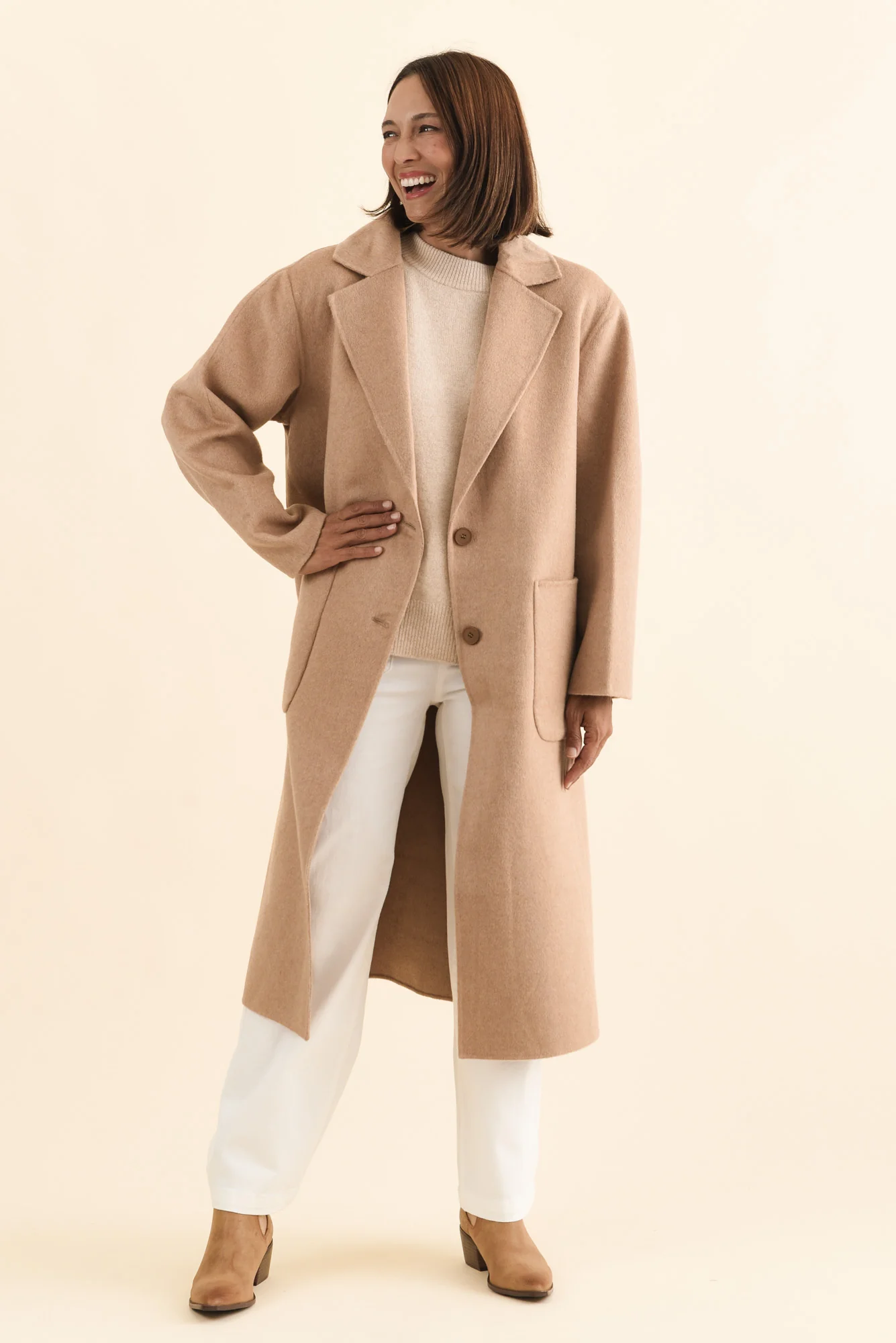 Cohan Camel Wool Blend Button Coat - Image 7