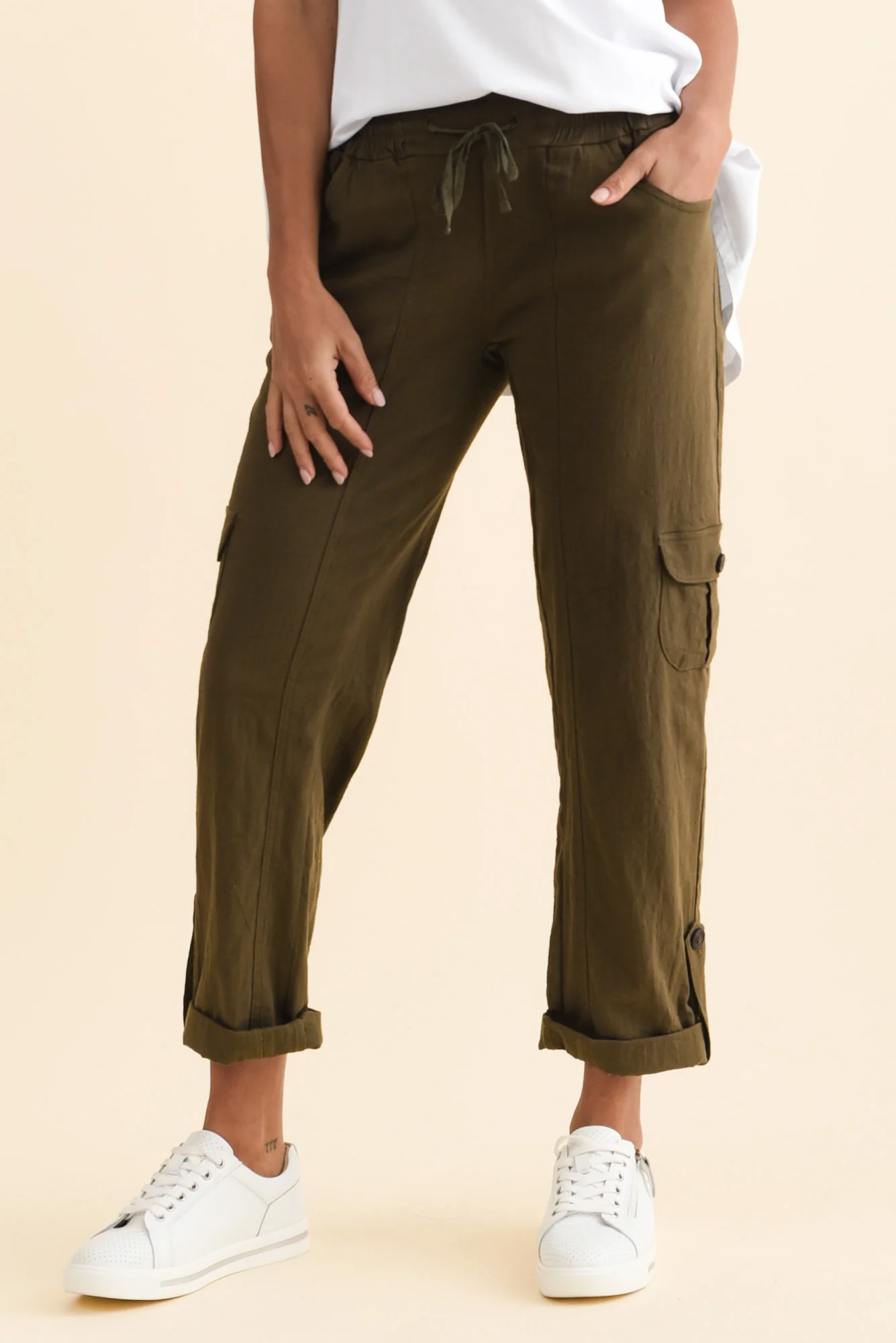 Colette Khaki Cargo Pants - Image 2