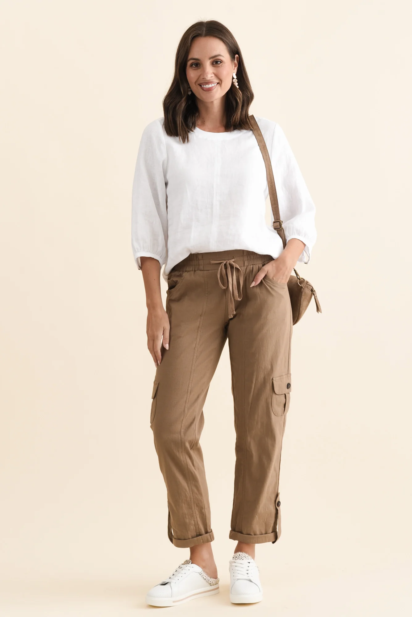 Colette Taupe Cargo Pants - Image 2