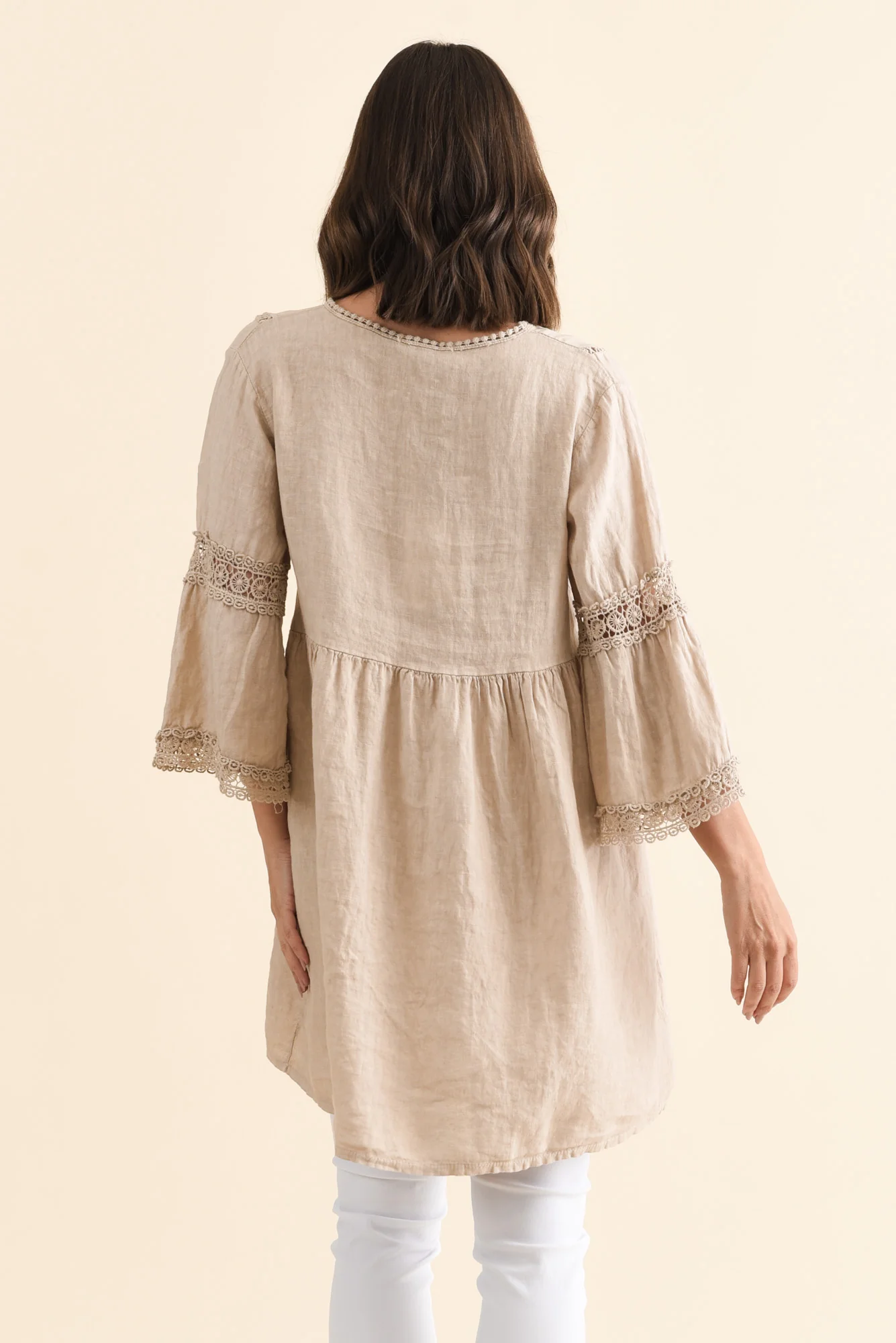 Conrad Beige Linen Lace Top - Image 4