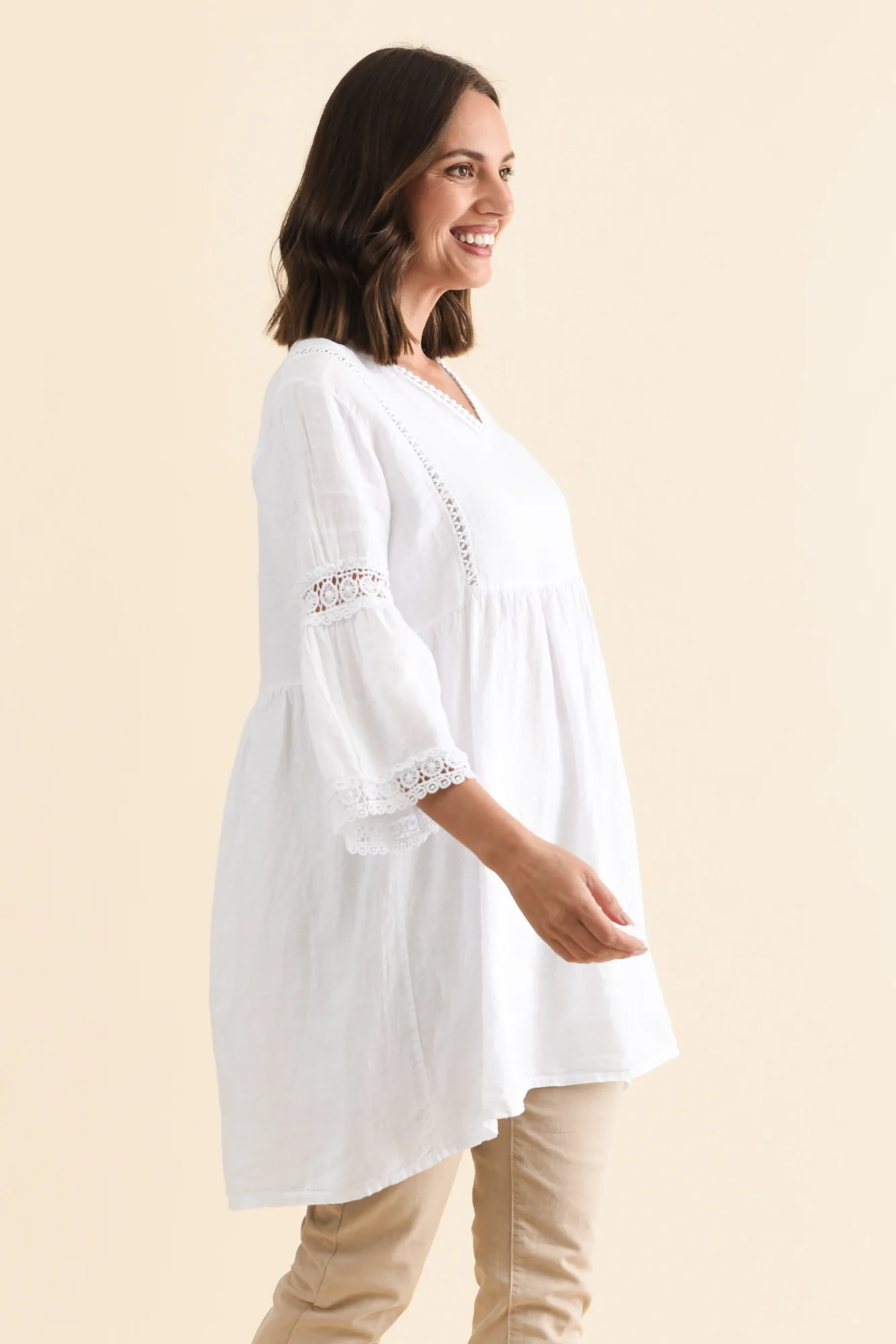 Conrad White Linen Lace Top - Image 3