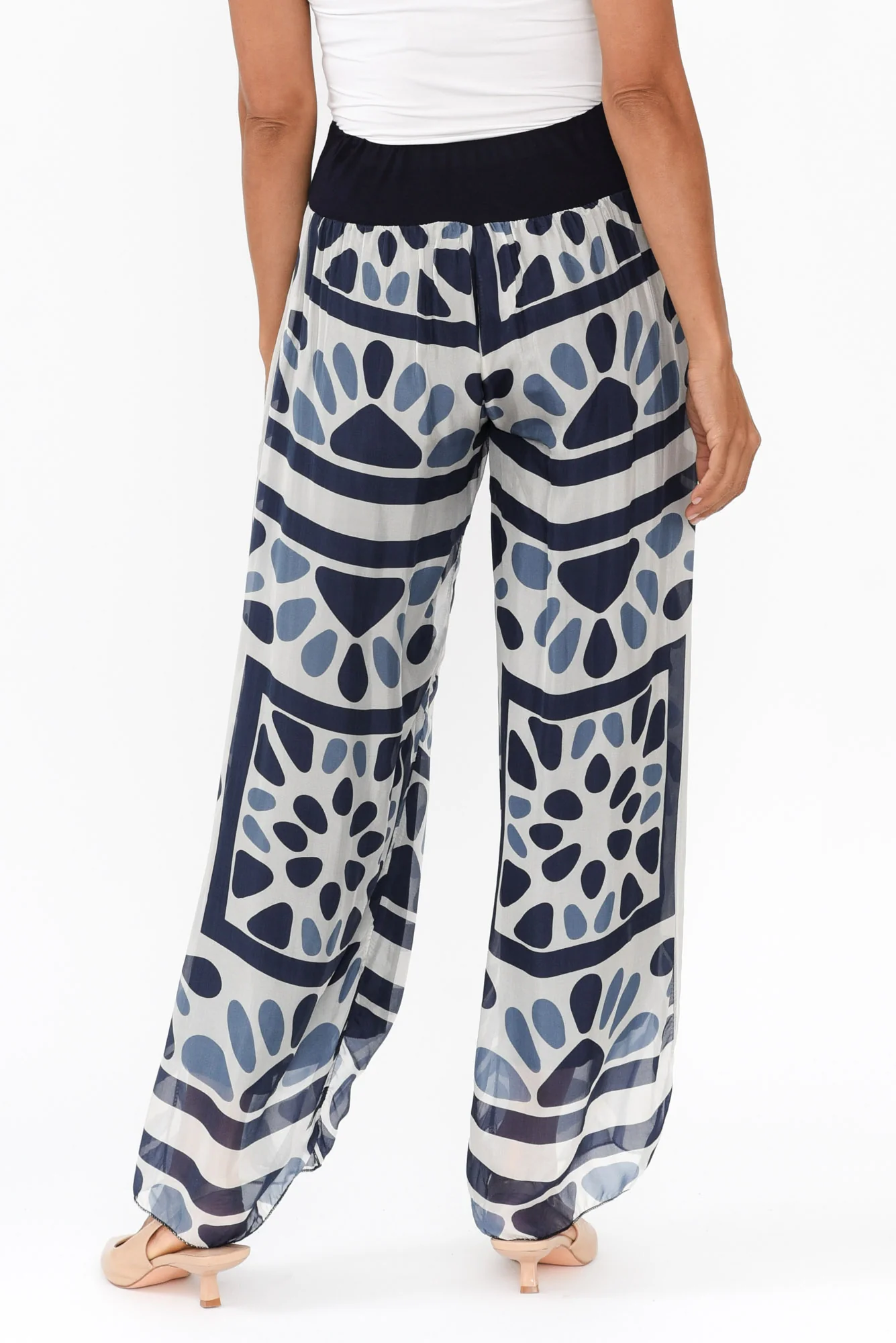Coralia Blue Geo Silk Pants - Image 5