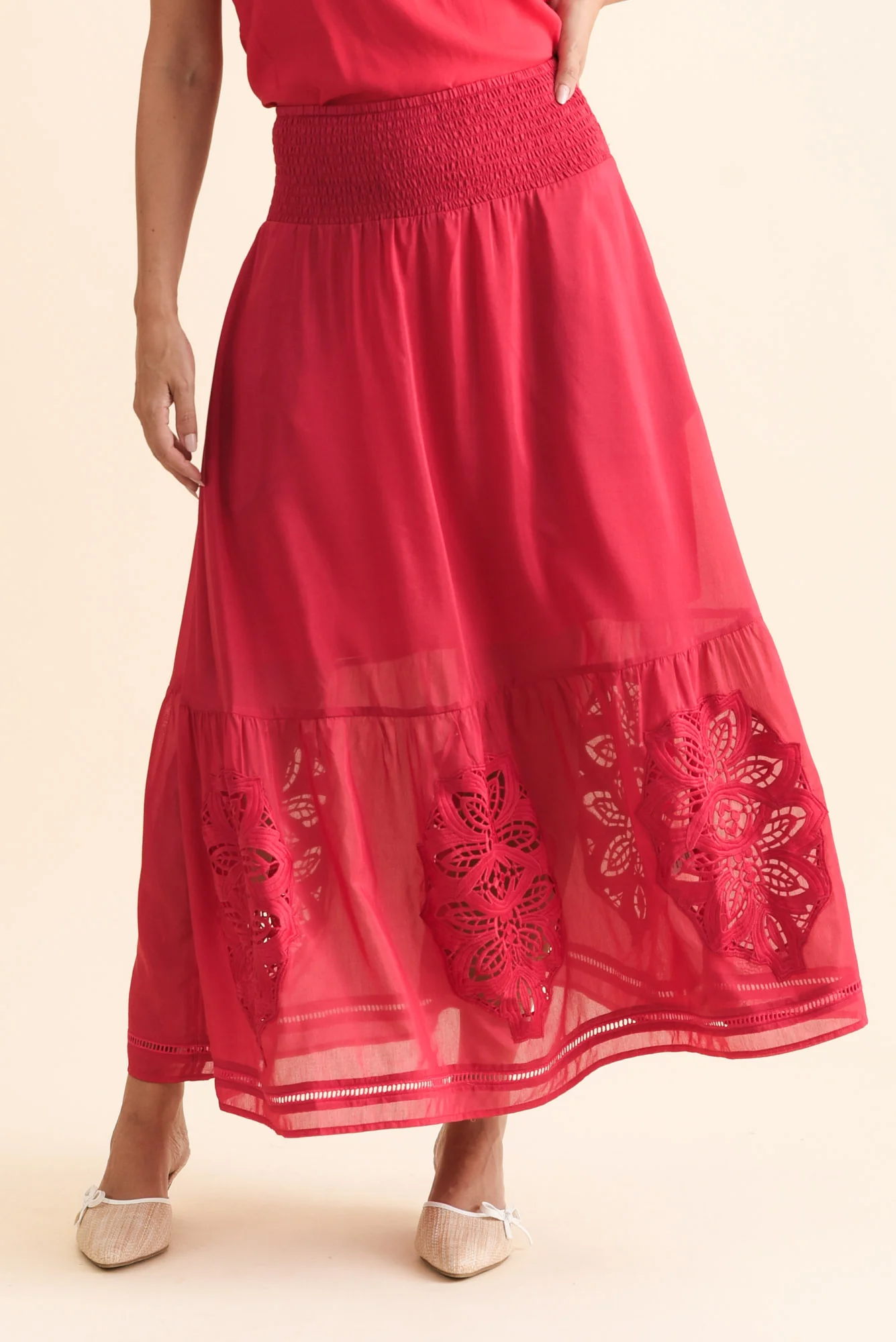 Cordelia Ruby Cotton Silk Skirt