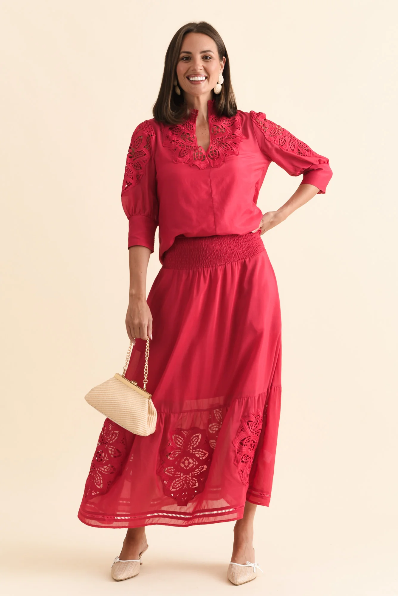 Oleander Ruby Cotton Silk Blouse - Image 2