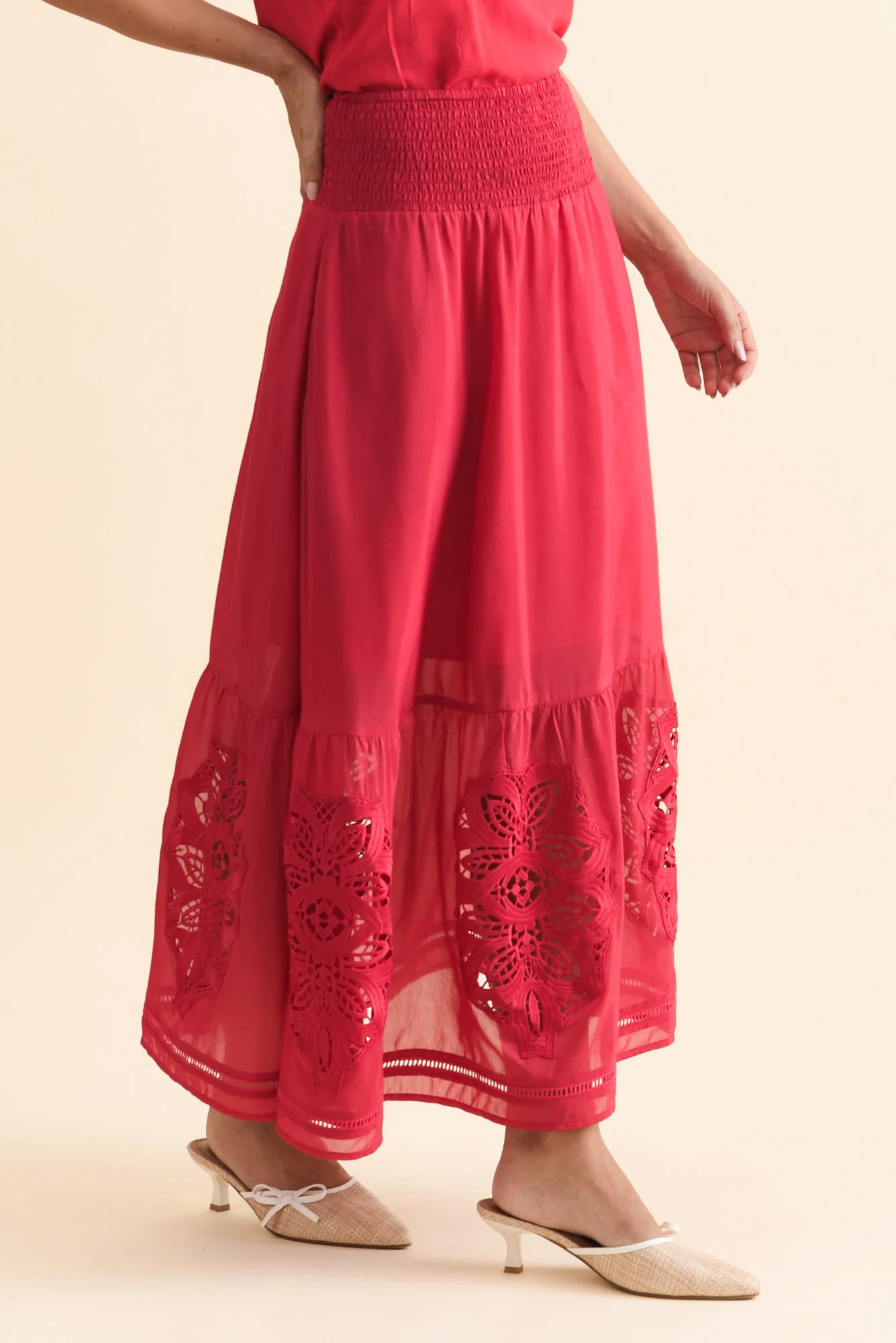 Cordelia Ruby Cotton Silk Skirt - Image 3