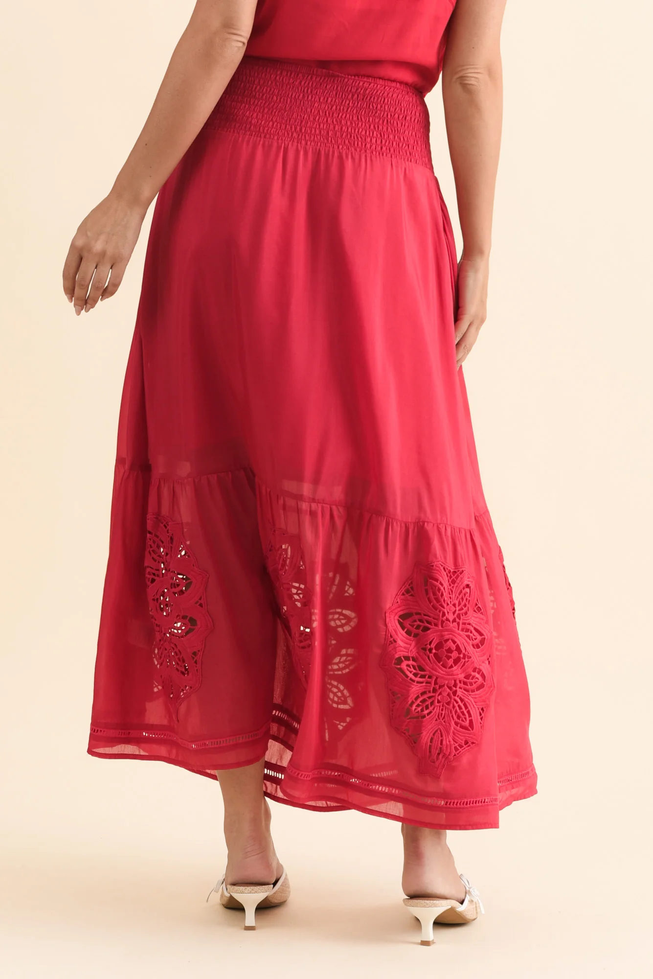 Cordelia Ruby Cotton Silk Skirt - Image 4