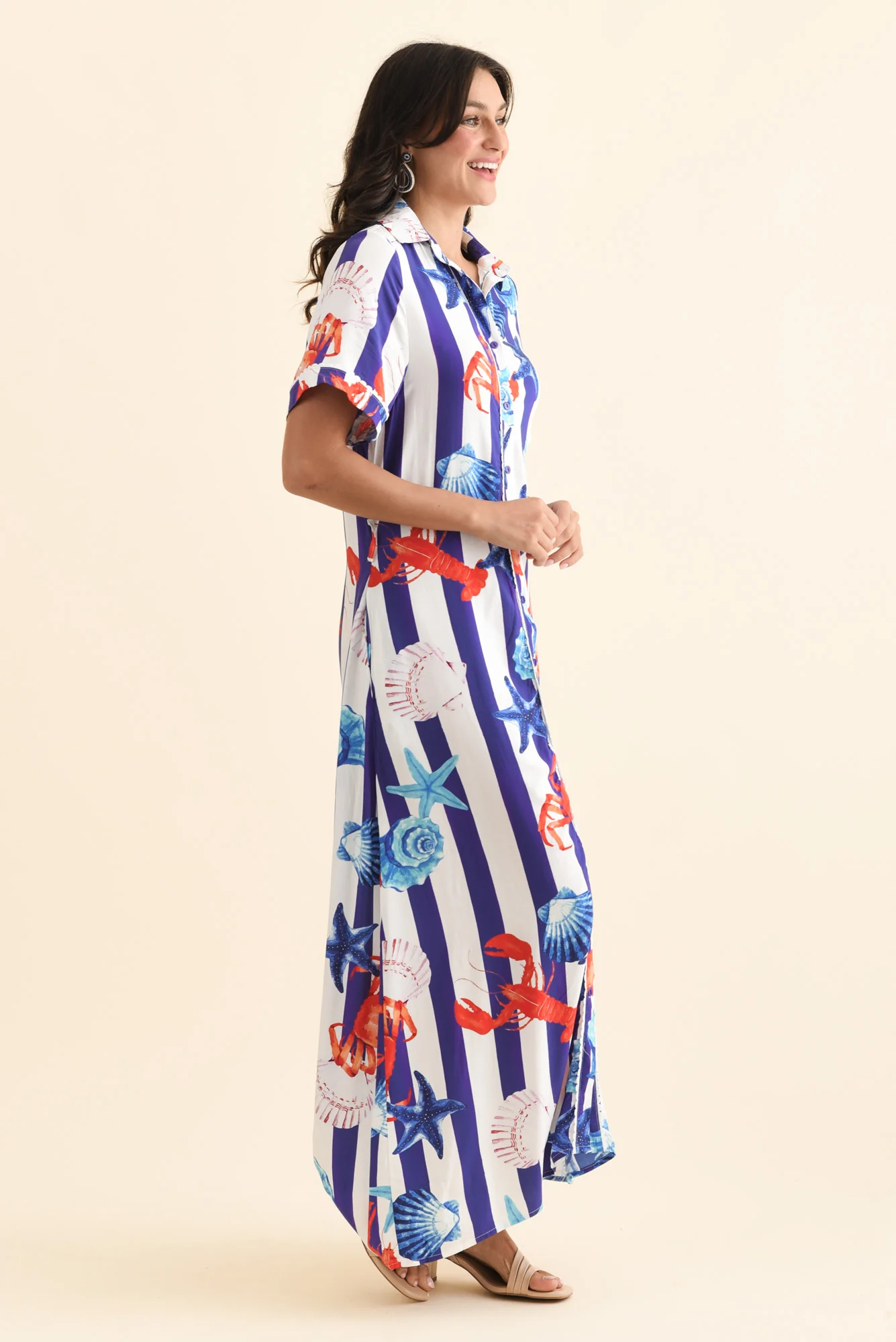 Corine Blue Beach Tie Dress - Image 3