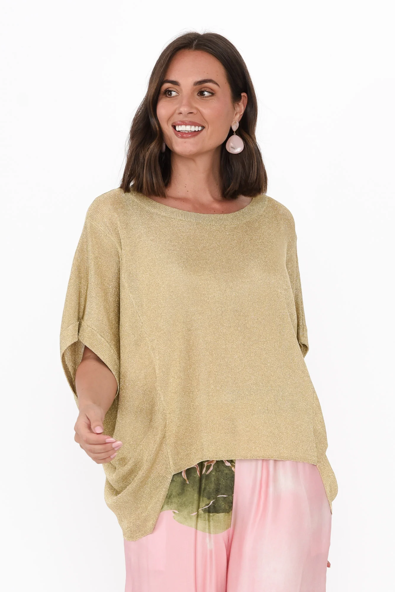 Corsica Gold Shimmer Cotton Knit Top