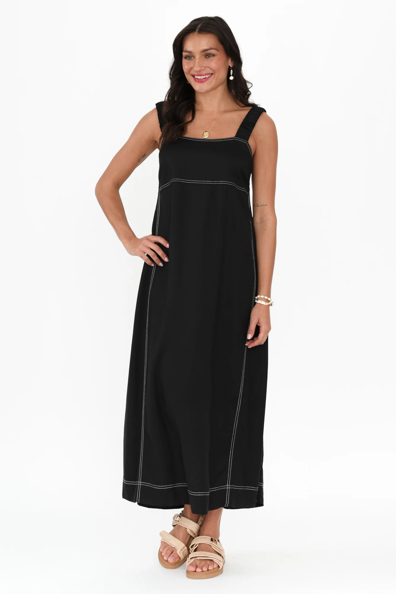 Cosma Black Contrast Maxi Dress - Image 6