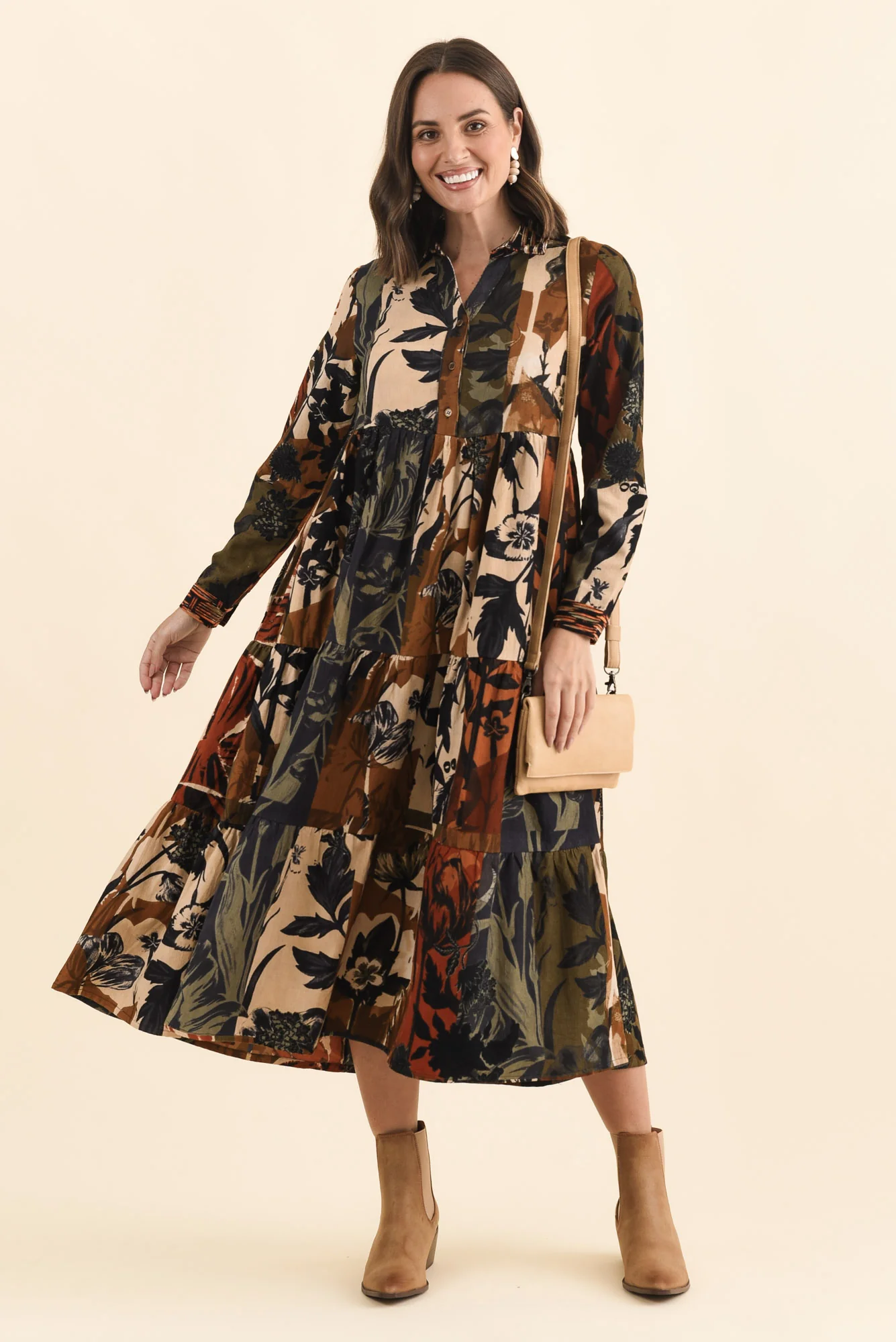 Crowne Orange Floral Cotton Pocket Dress - Image 2