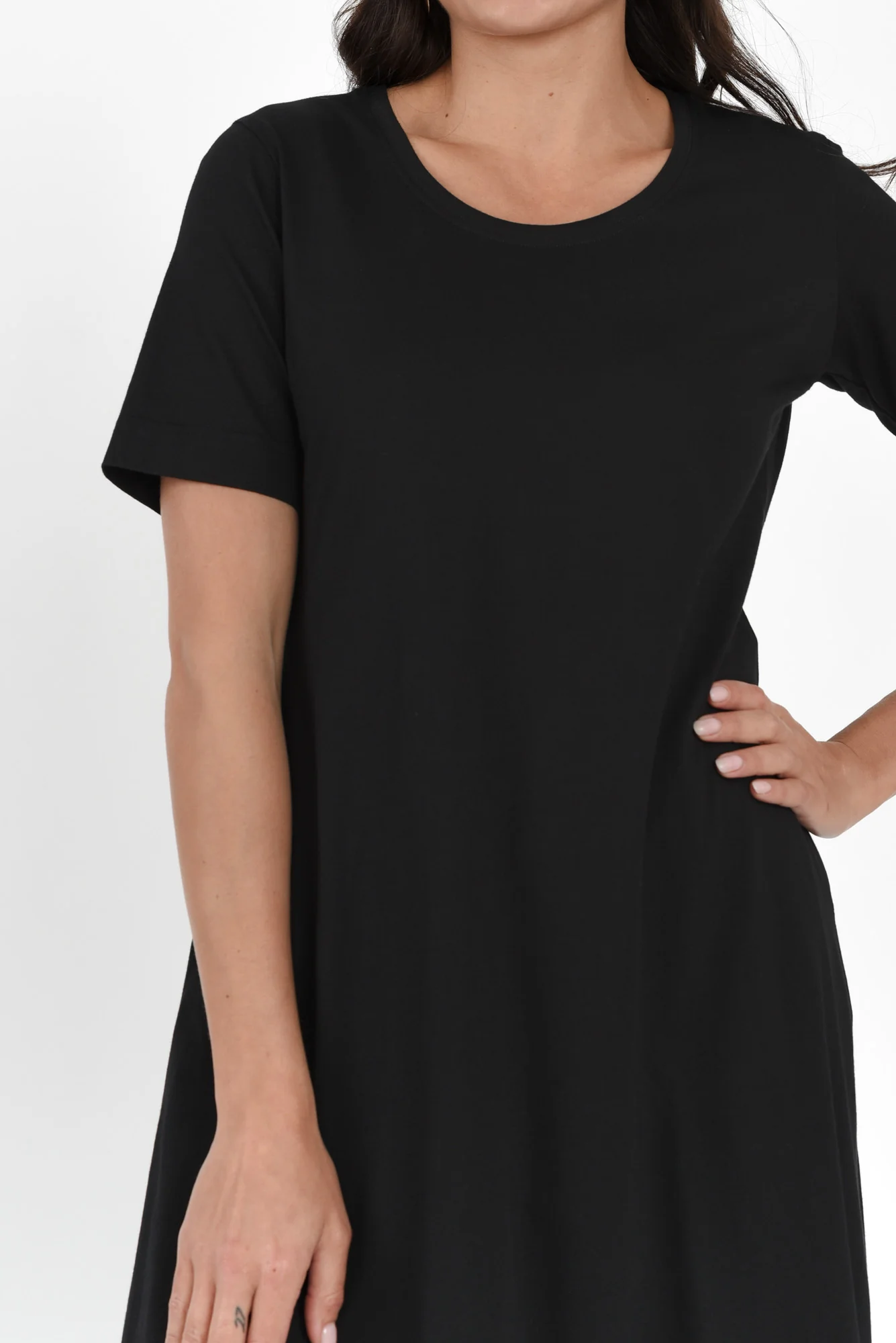 Cynthia Black Cotton Tee Dress - Image 6