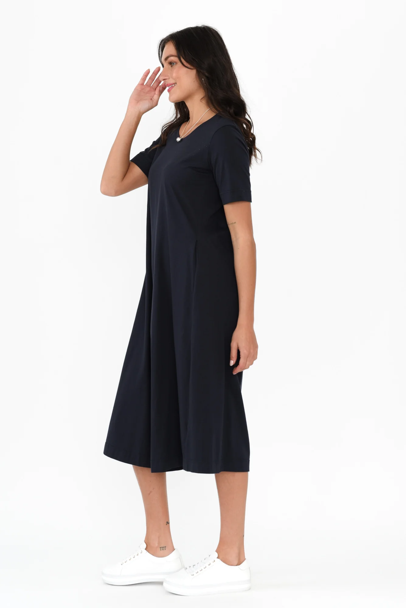 Cynthia Navy Cotton Tee Dress - Image 4