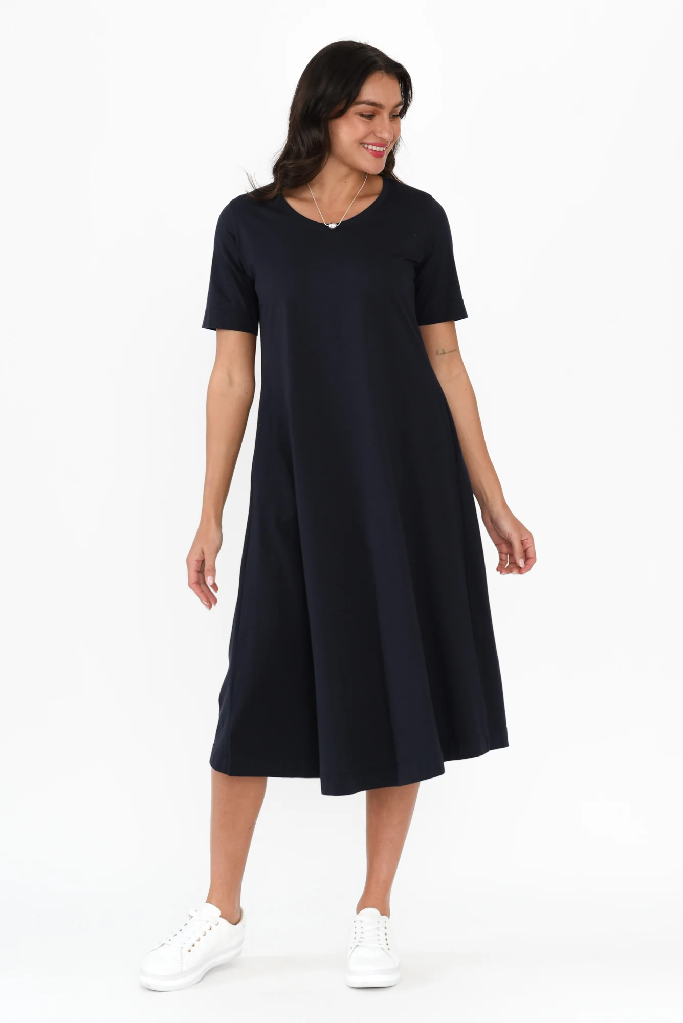 Cynthia Navy Cotton Tee Dress - Image 7