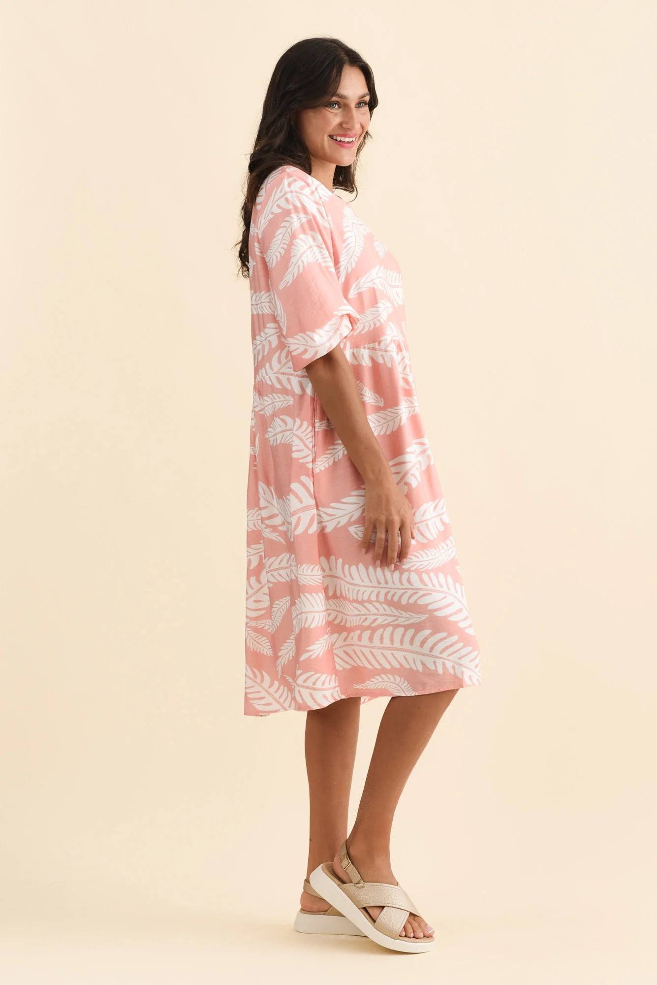Cyrus Pink Fern Cotton Blend Dress - Image 3