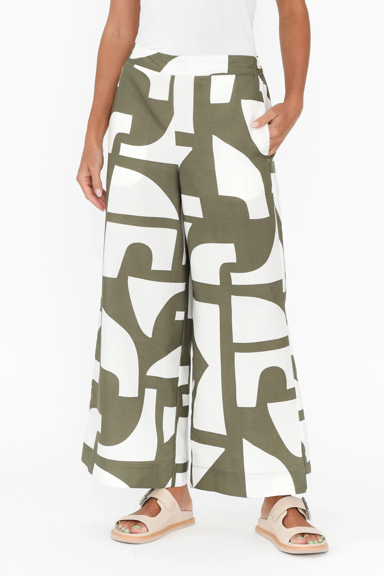 Dali Green Geo Lyocell Blend Pants - Image 2