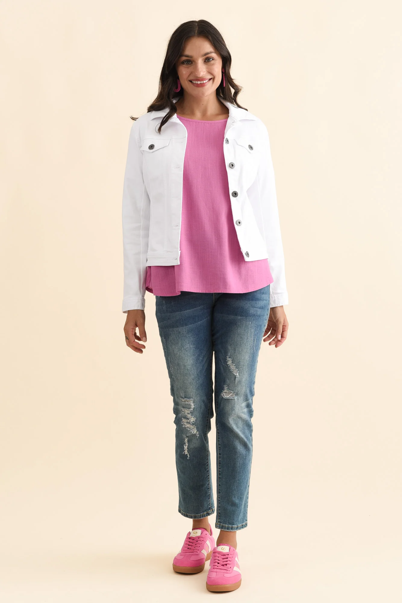 Danielle White Stretch Jean Jacket - Image 3