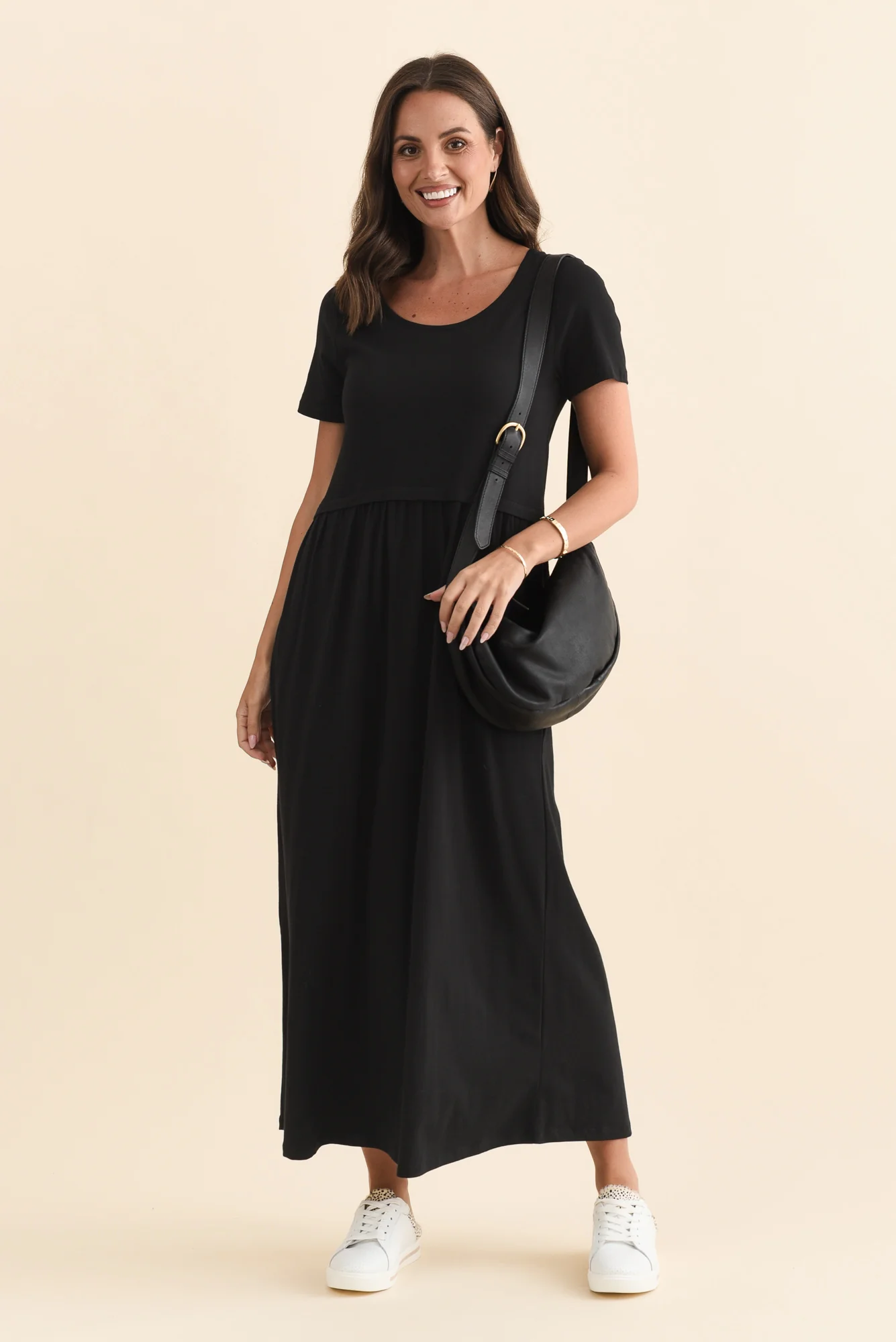 Deidra Black Cotton Pocket Dress