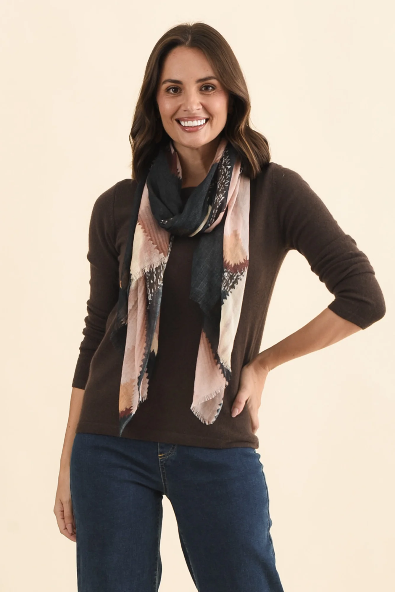 Dellwyn Navy Floral Merino Wool Scarf - Image 4