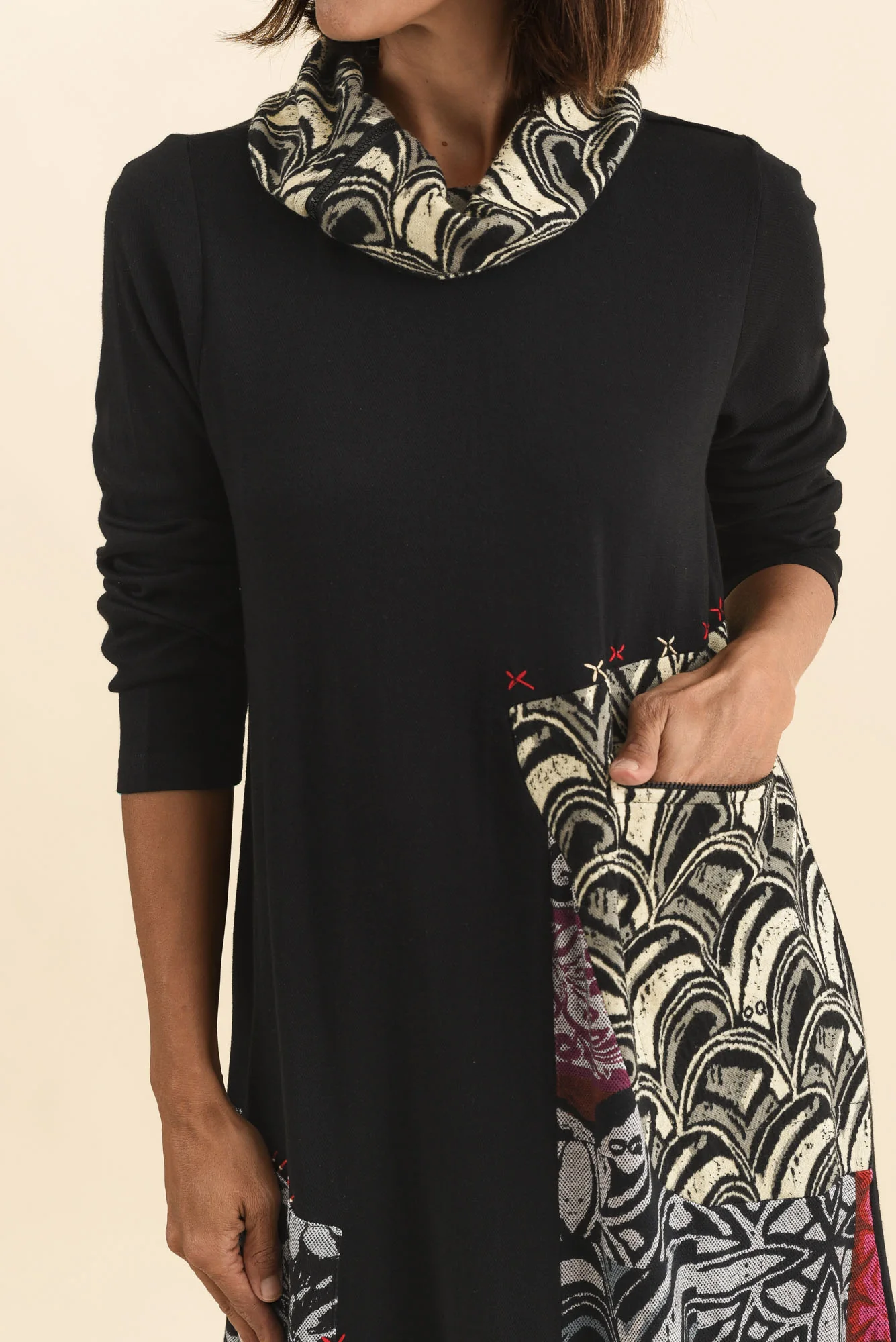 Deola Black Patchwork Knit Dress - Image 5