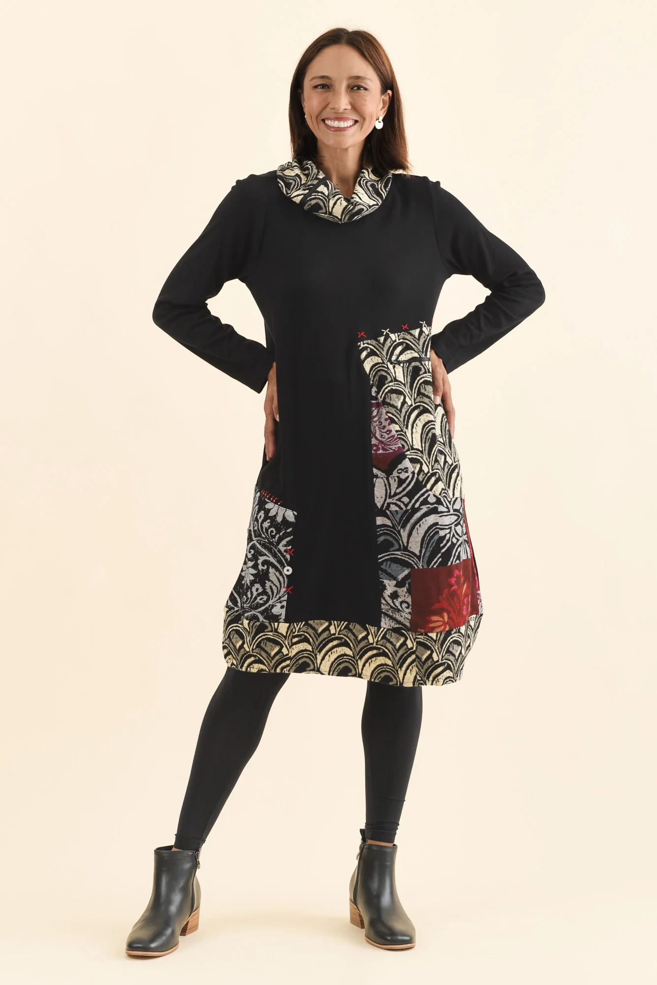 Deola Black Patchwork Knit Dress - Image 6