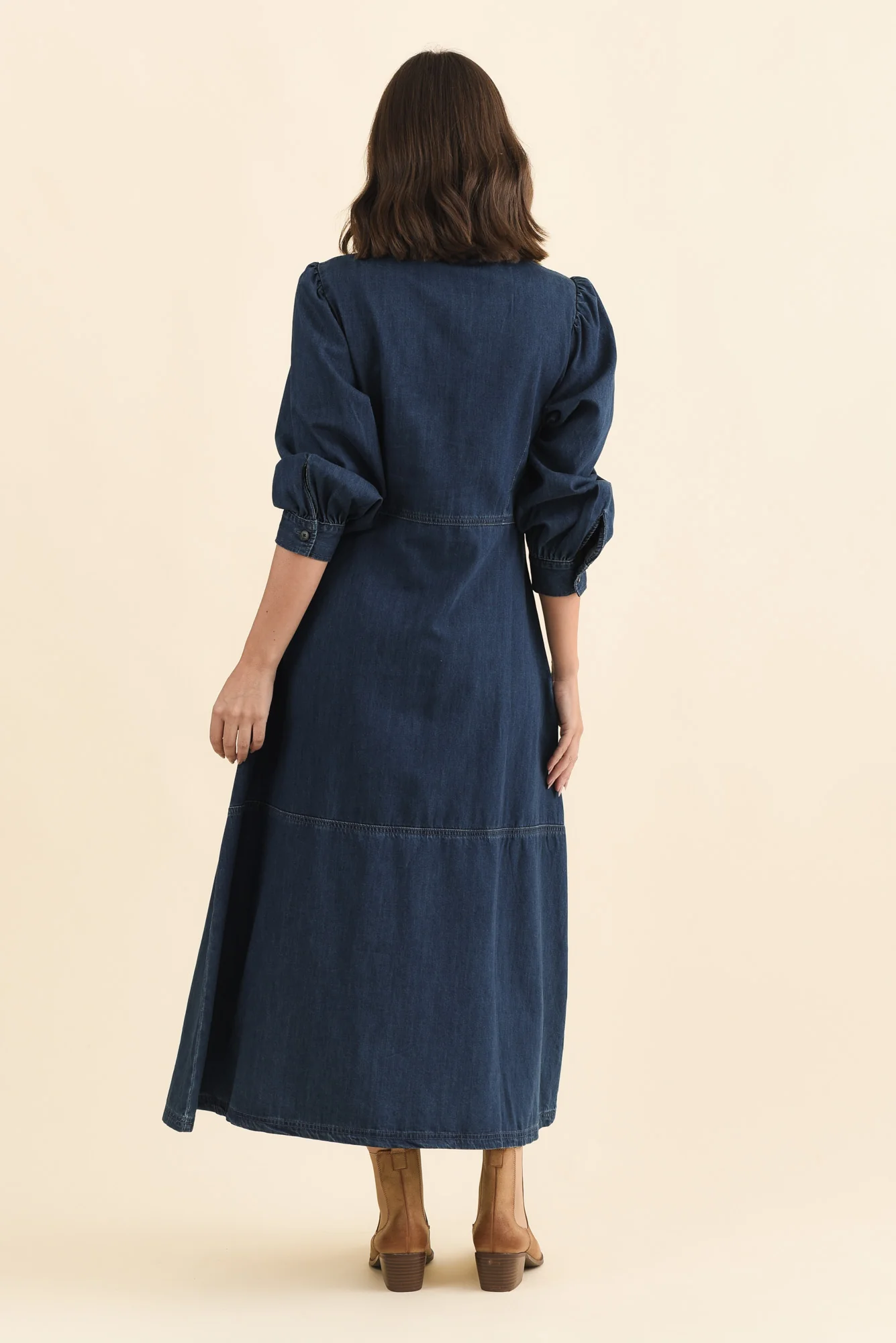 Detroit Dark Blue Denim Sleeved Dress - Image 5