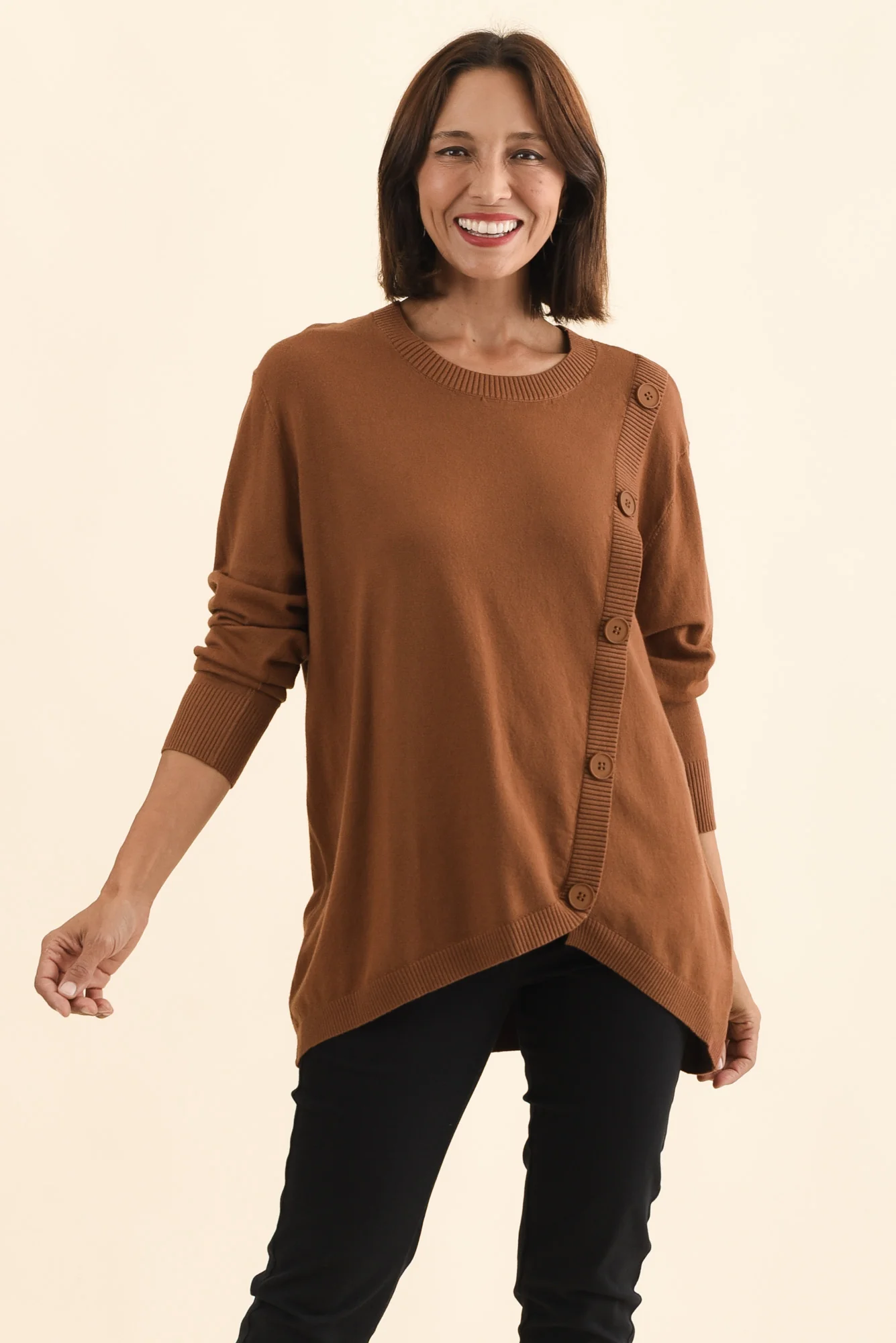 Dianne Chocolate Button Knit Jumper - Image 2