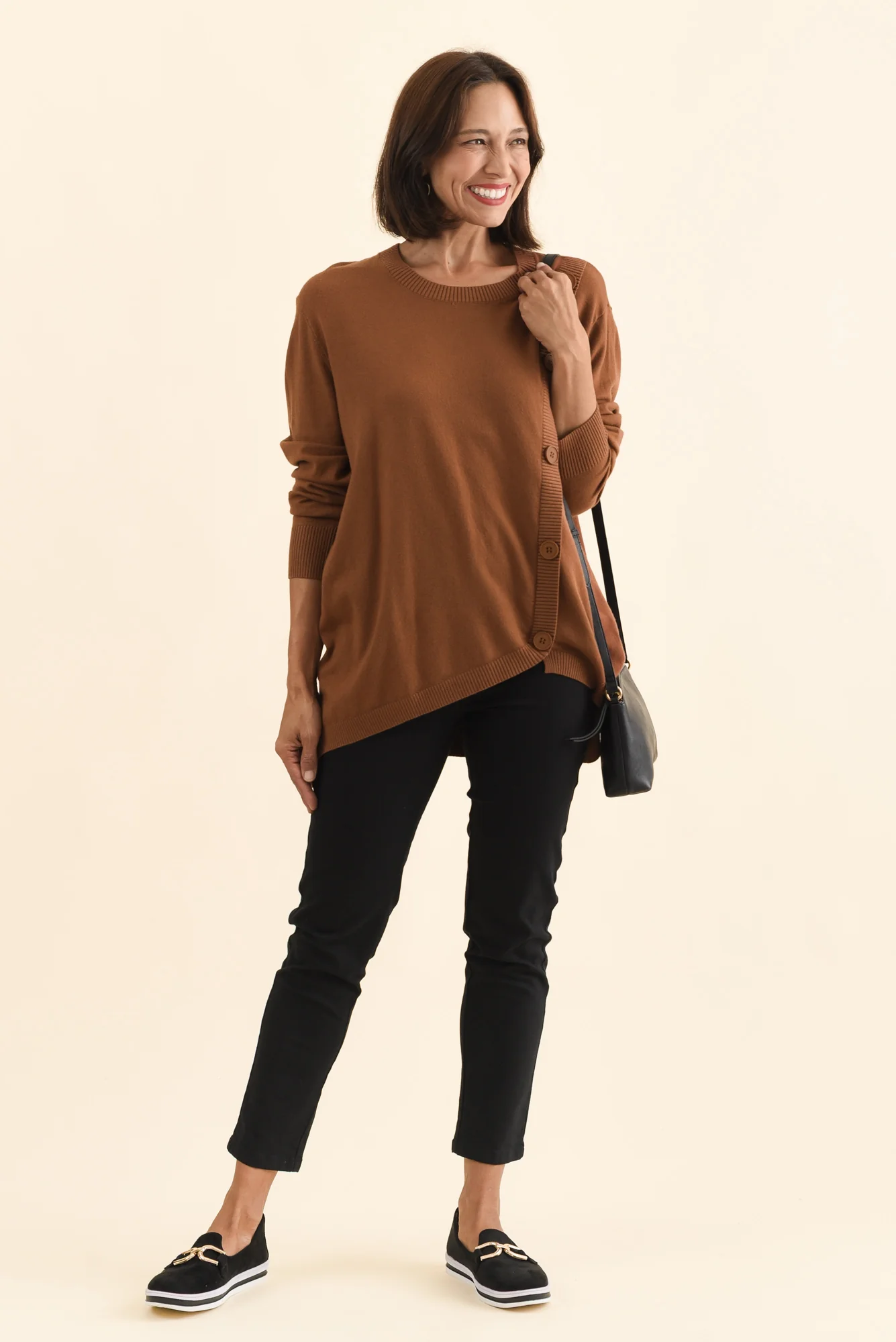 Dianne Chocolate Button Knit Jumper - Image 3