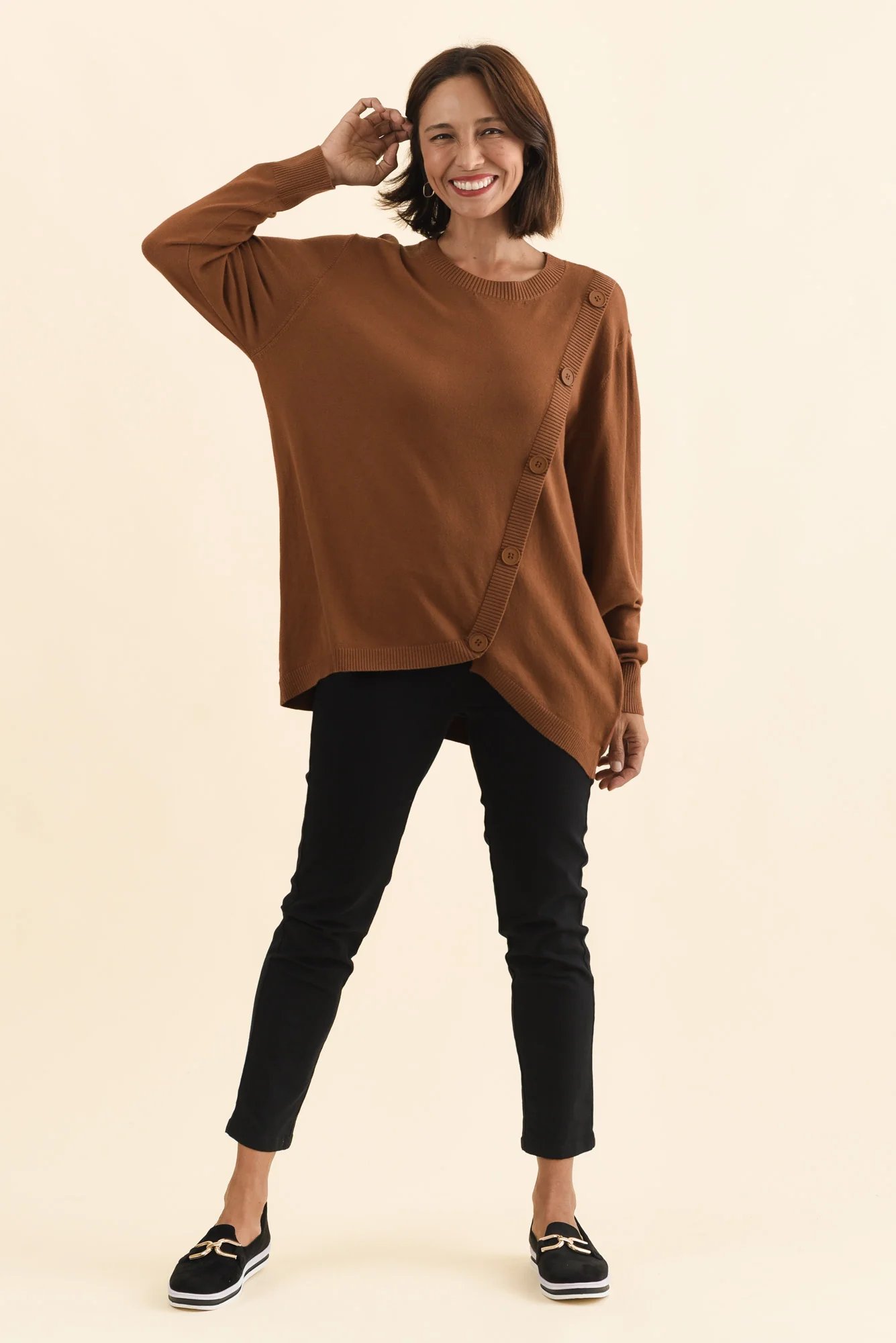 Dianne Chocolate Button Knit Jumper - Image 7