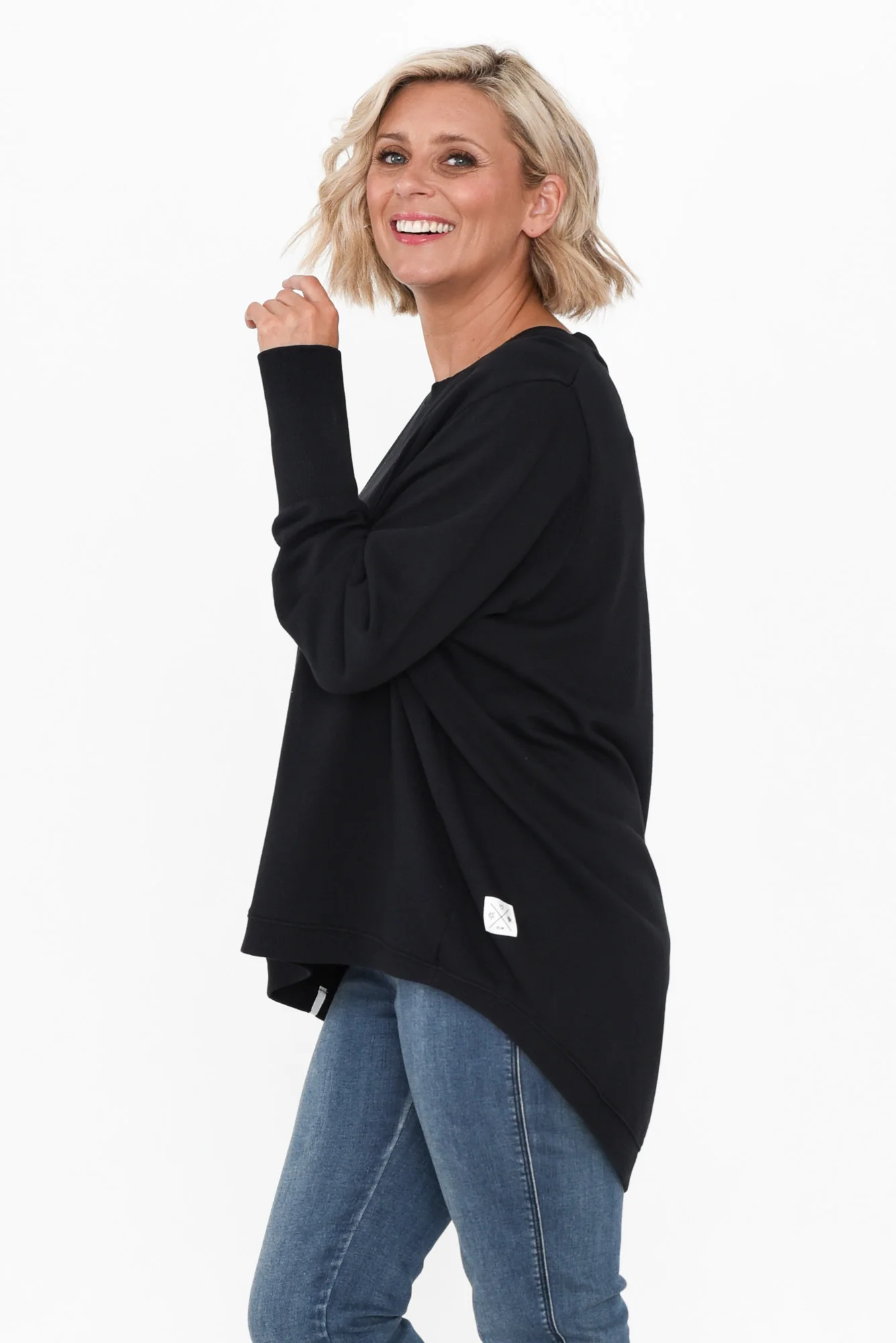 Divine Black Cotton Crew Sweatshirt - Image 3