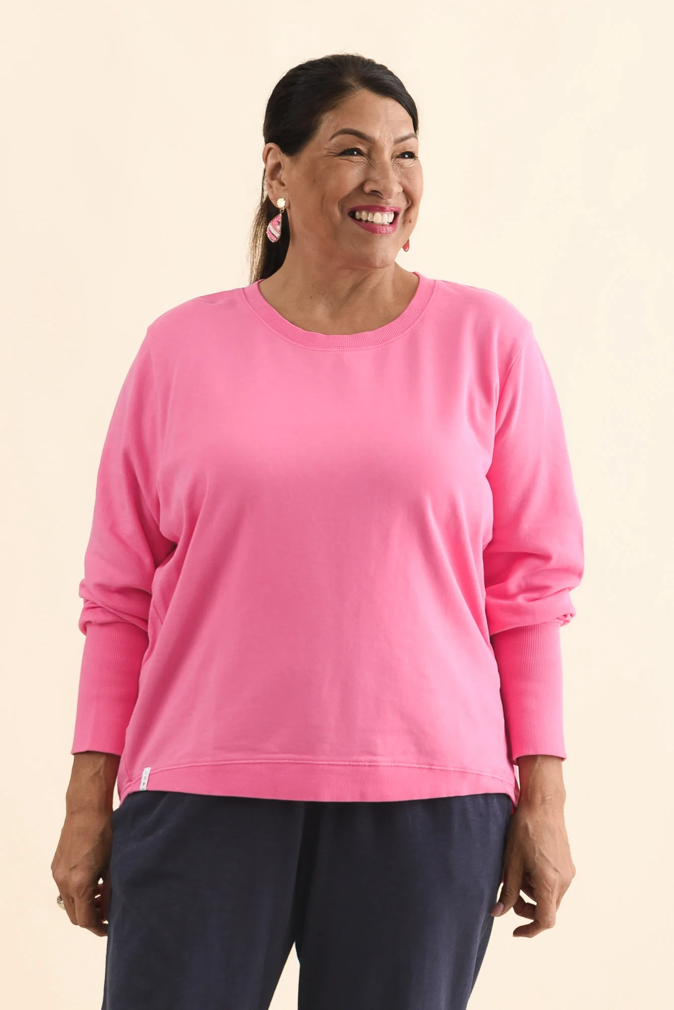 Divine Hot Pink Cotton Crew Sweatshirt - Image 8