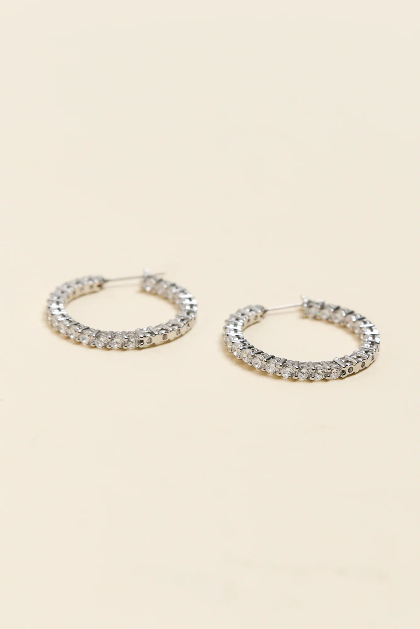 Dolce Vita Silver Diamante Hoop Earrings - Image 2