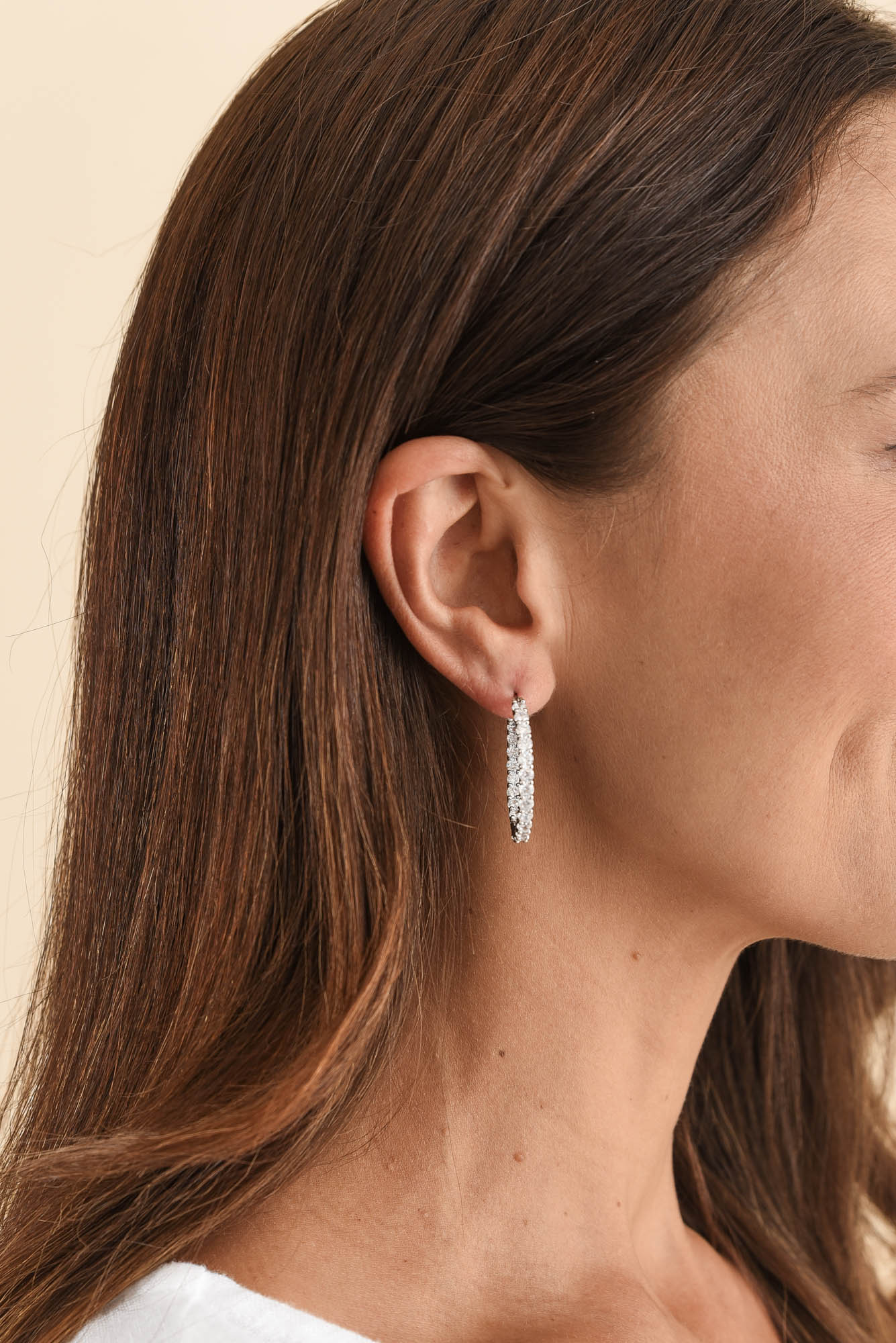 Dolce Vita Silver Diamante Hoop Earrings - Image 3
