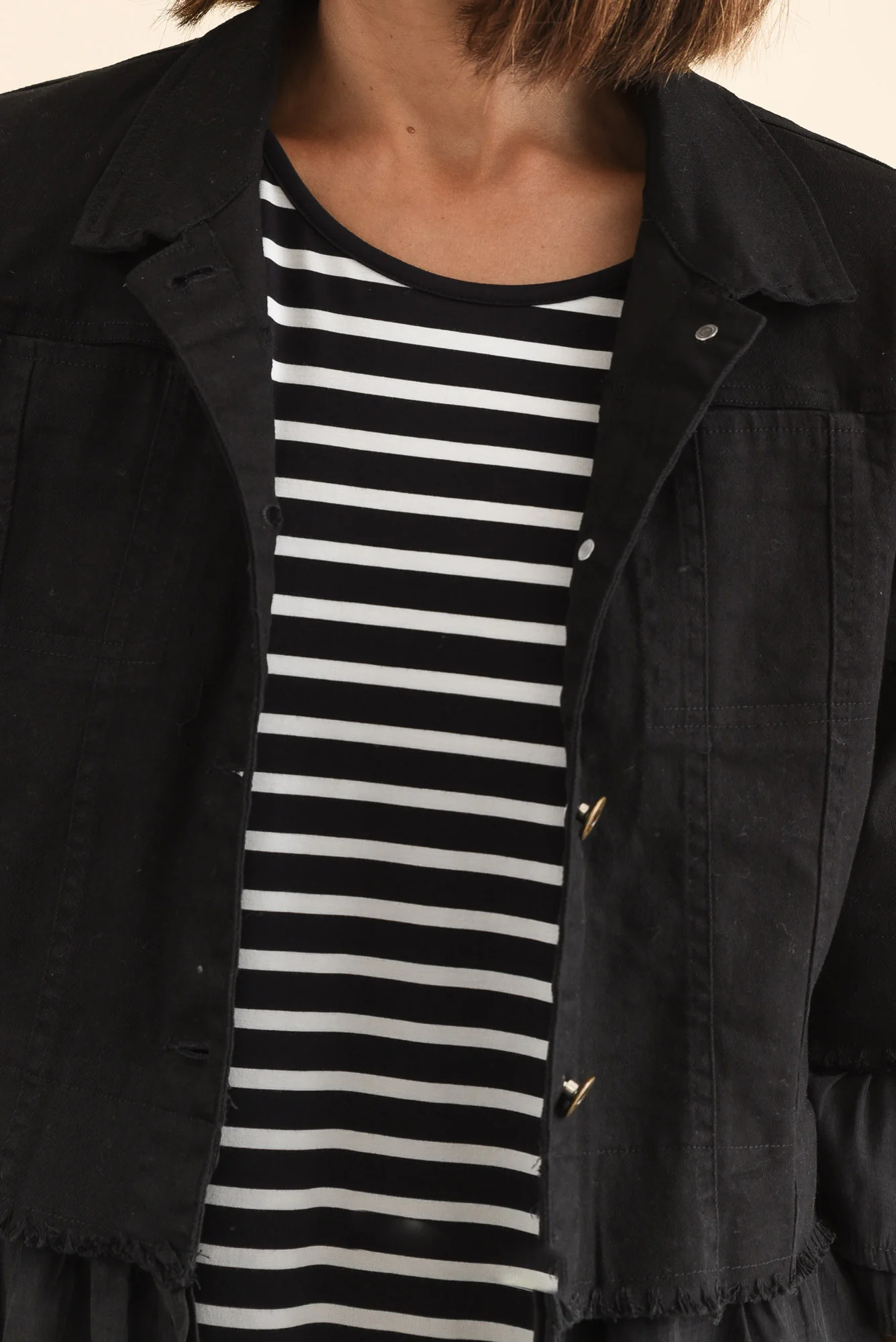 Dolores Black Cotton Frill Jacket - Image 5