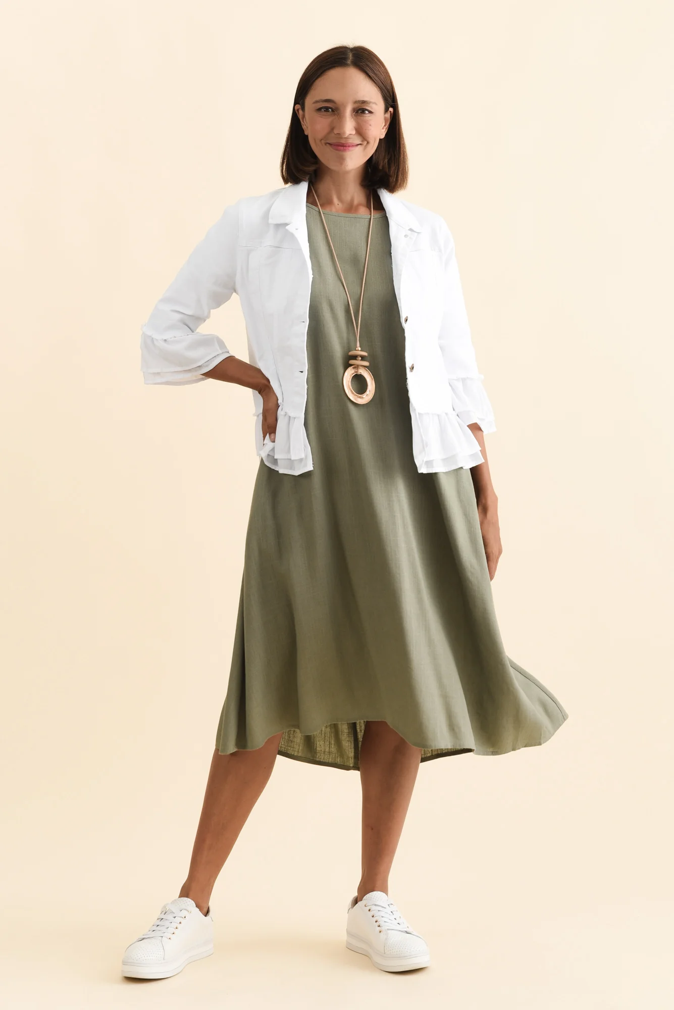 Dolores White Cotton Frill Jacket - Image 6