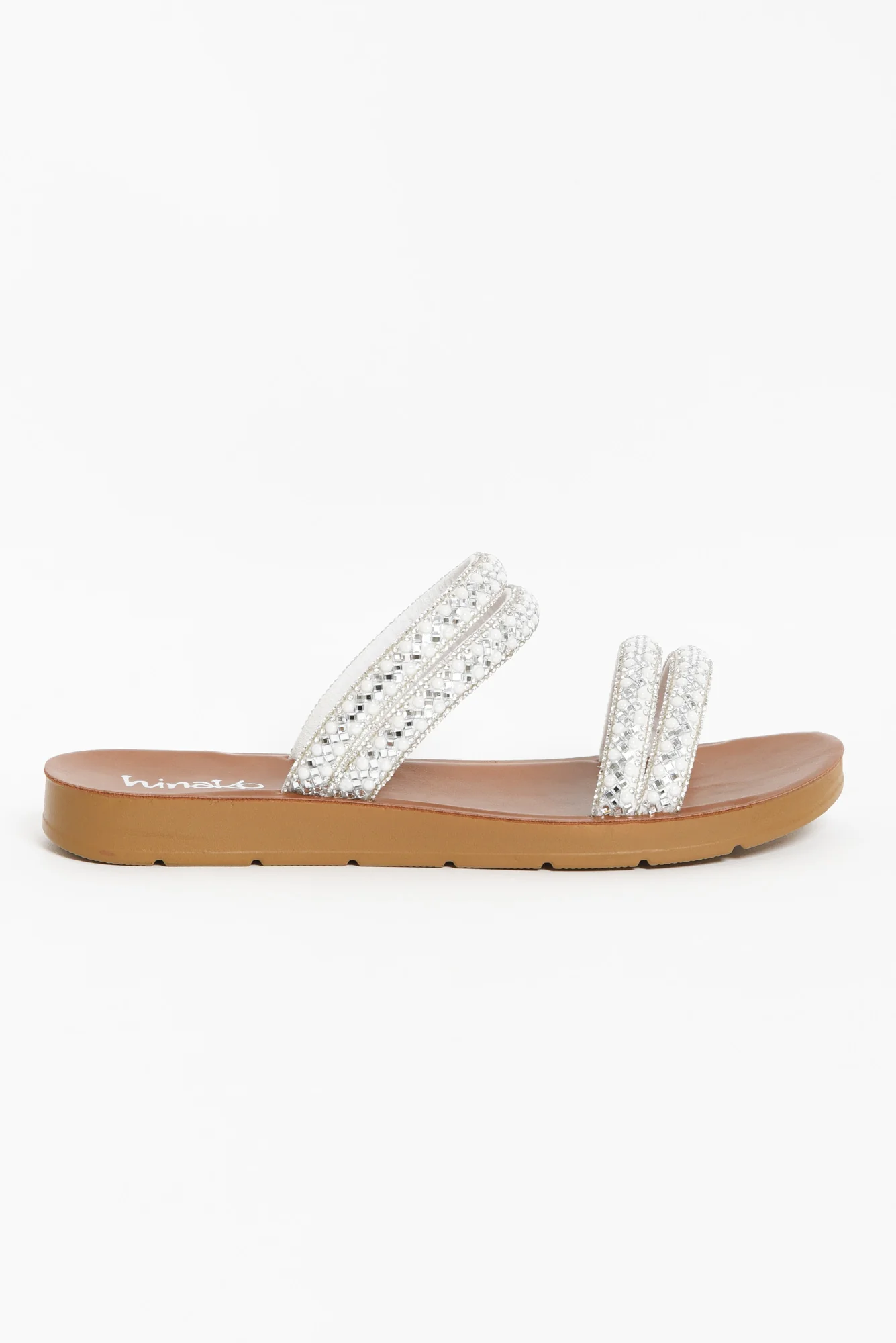 Dominica Silver Diamante Slide